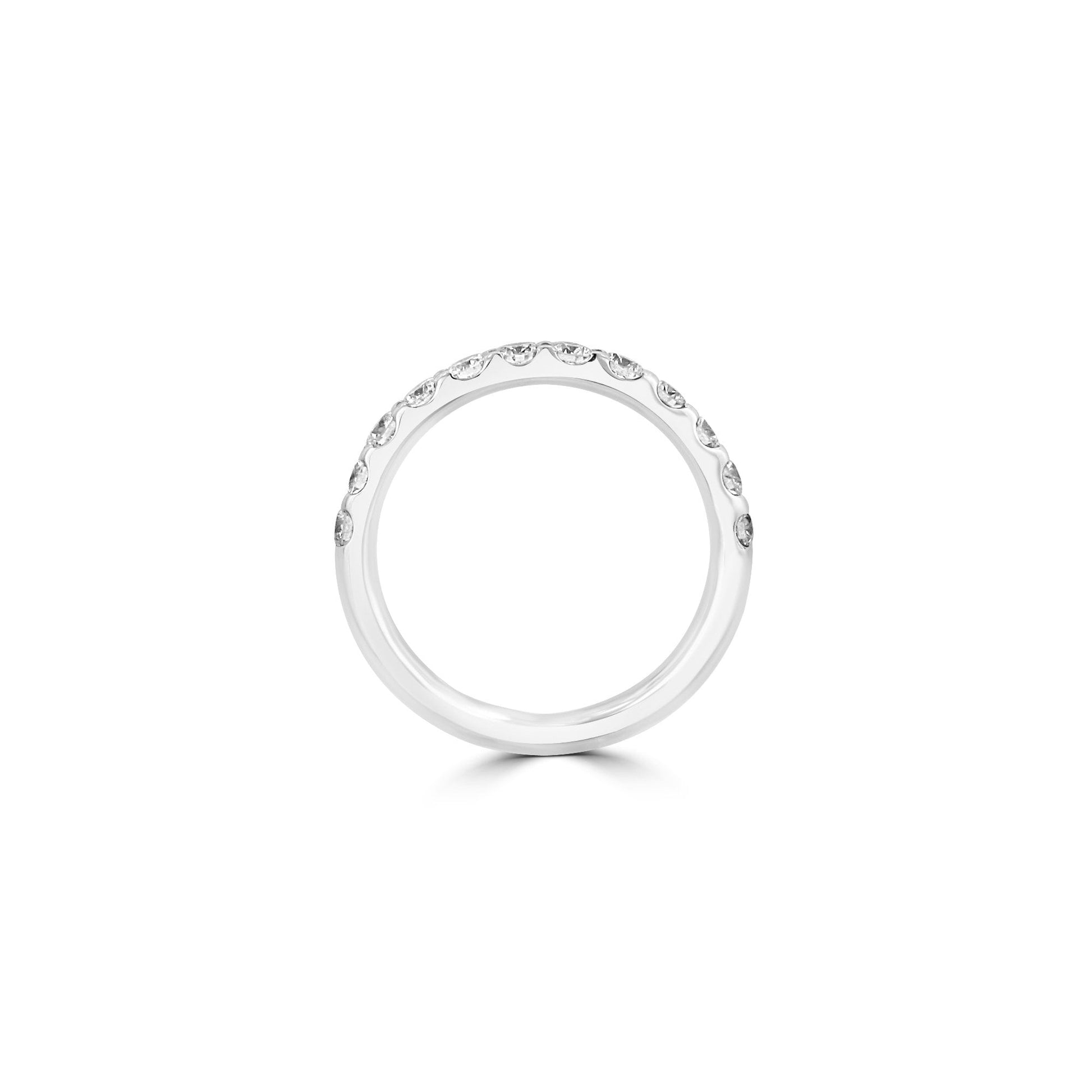 18ct White Gold Round Diamond 2.6mm Wide Band Ring