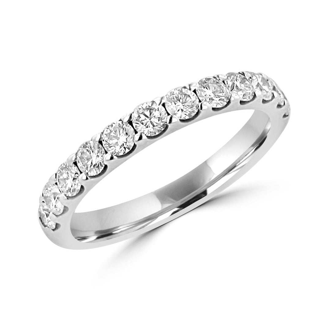 18ct White Gold Round Diamond 2.6mm Wide Band Ring