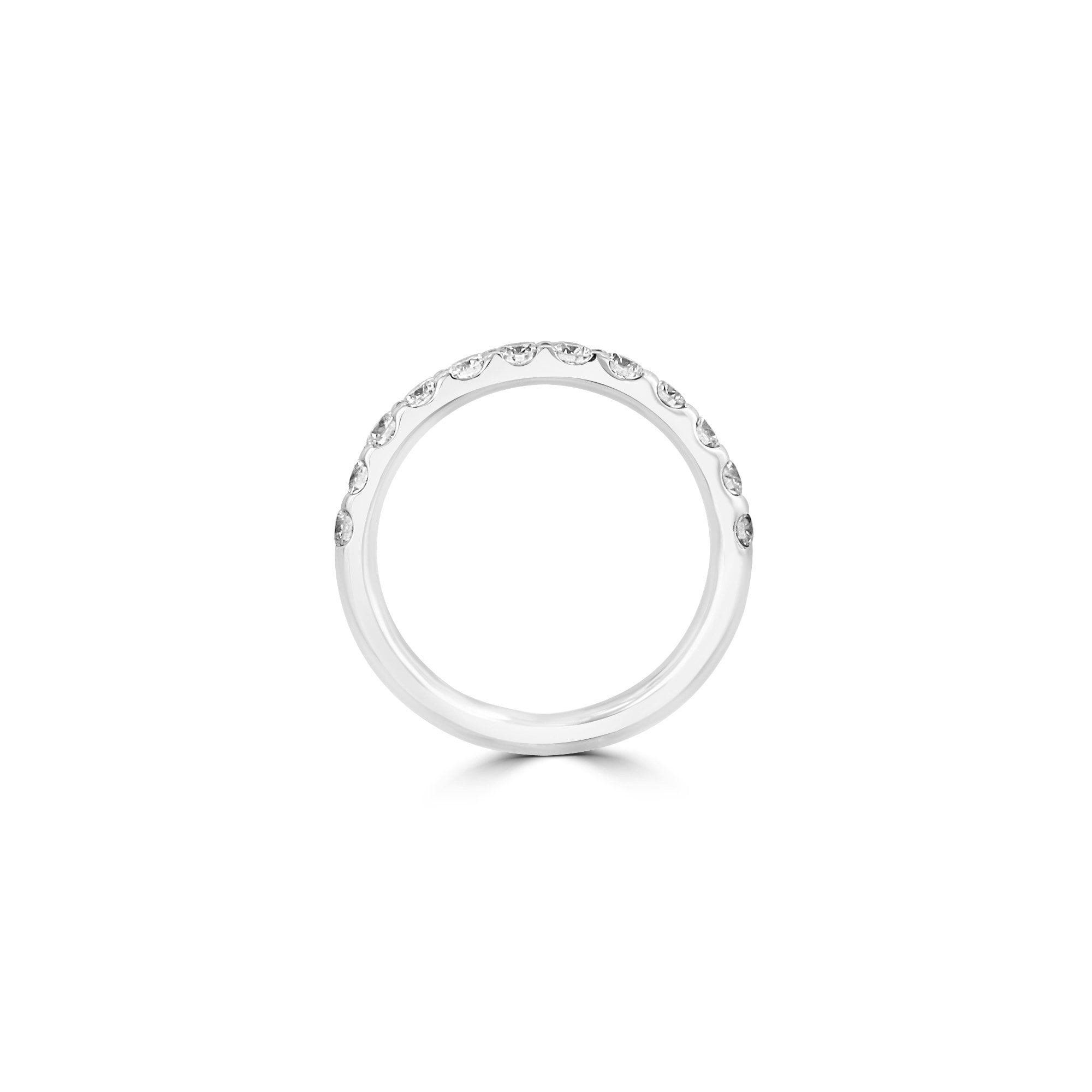 18ct White Gold Round Diamond 2.6mm Wide Band Ring