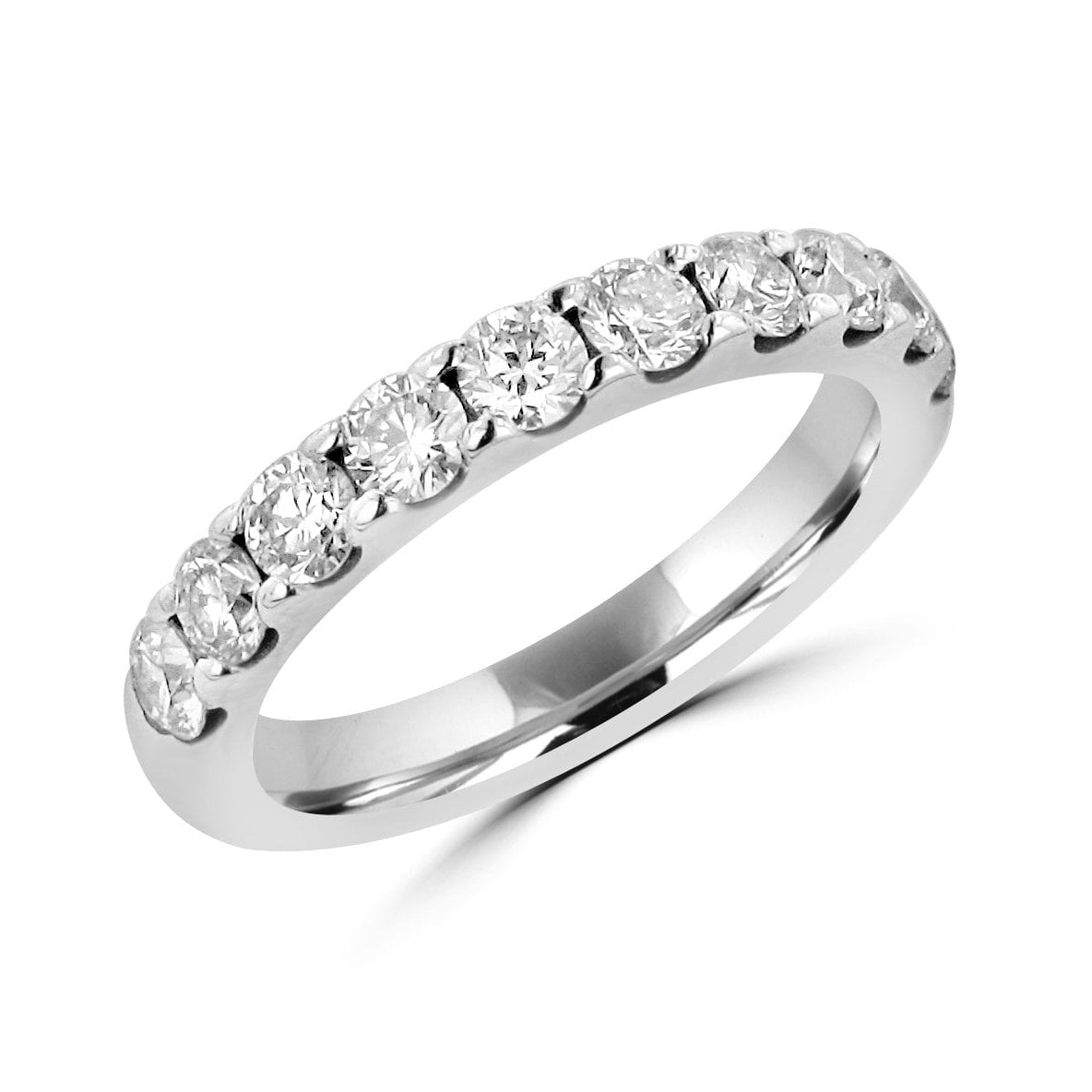 18ct White Gold Round Diamond 3.1mm Wide Band Ring 1.20ct Total