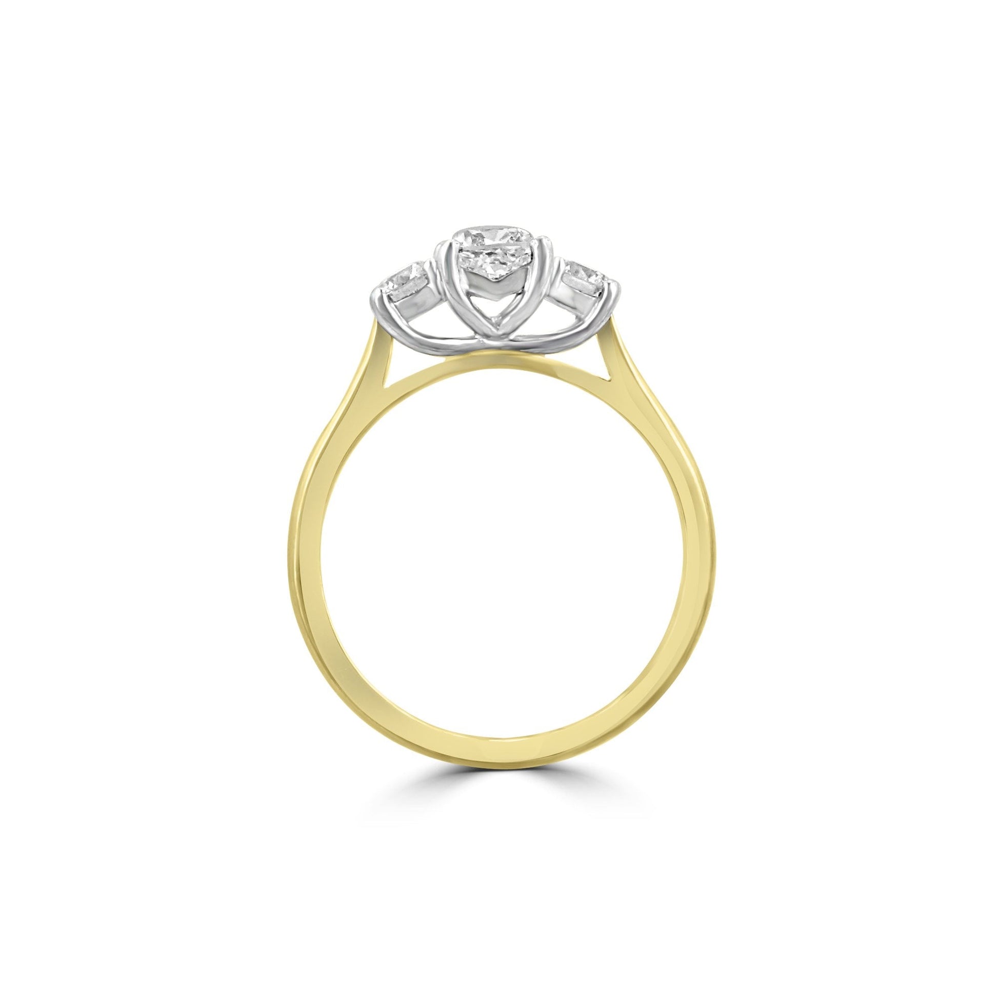 Markle Inspired Three Stone Cushion Cut and Round Diamond Ring 1.03ct Total