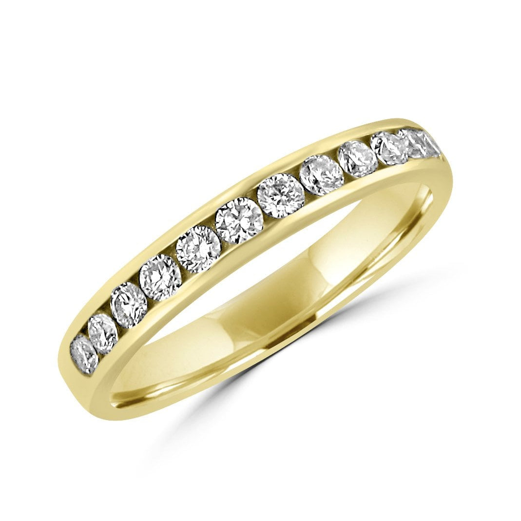 9ct Yellow Gold Round Diamond 3.1mm Wide Wedding Ring