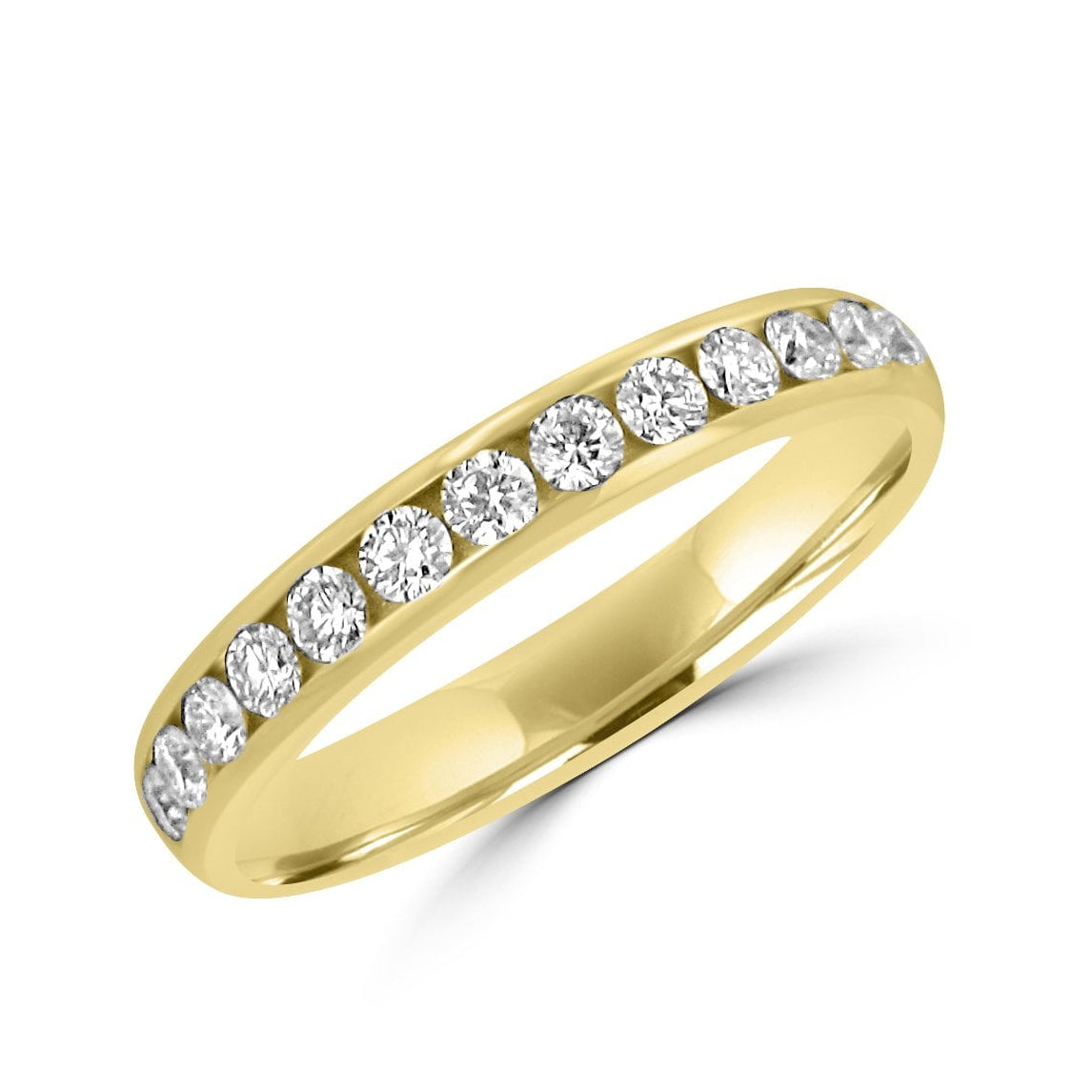 18ct Yellow Gold Round Diamond 3.1mm Wide Wedding Ring