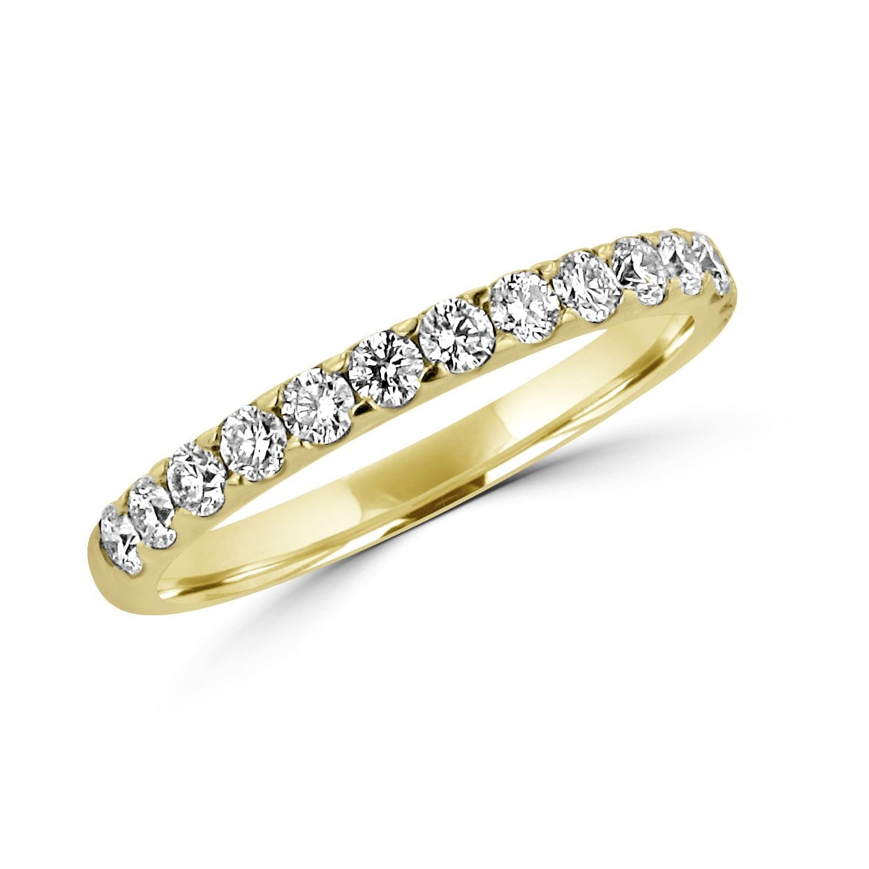 18ct Yellow Gold Round Diamond 2.1mm Wide Band Ring