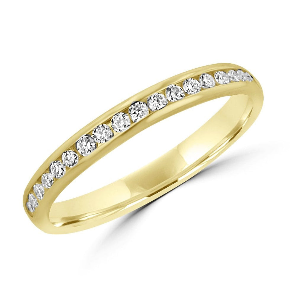18ct Yellow Gold 2.7mm Wide Half Set Round Diamond Band Ring