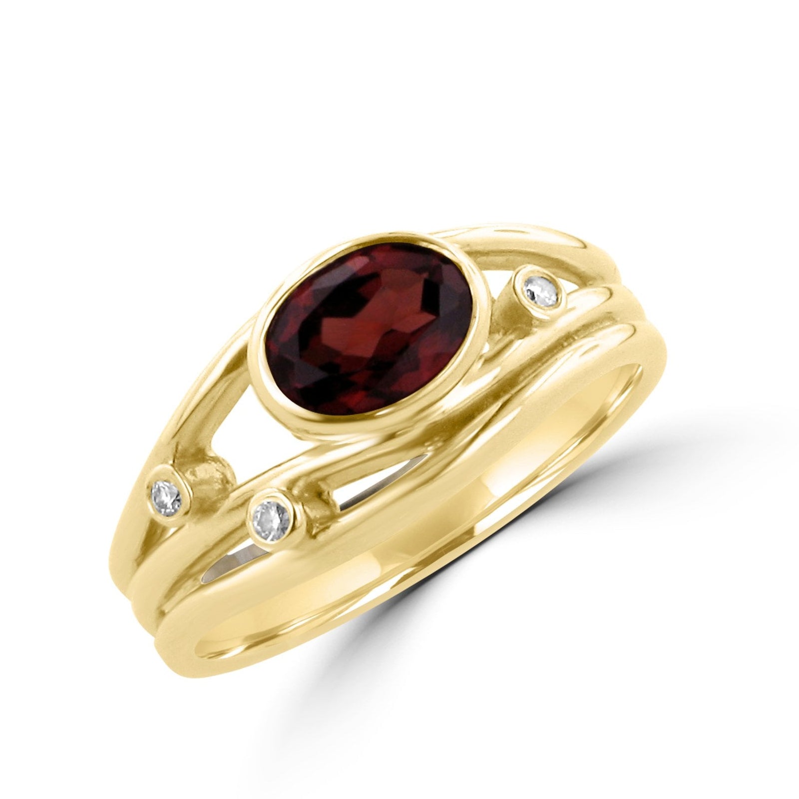 9ct Yellow Gold Garnet and Diamond Ring