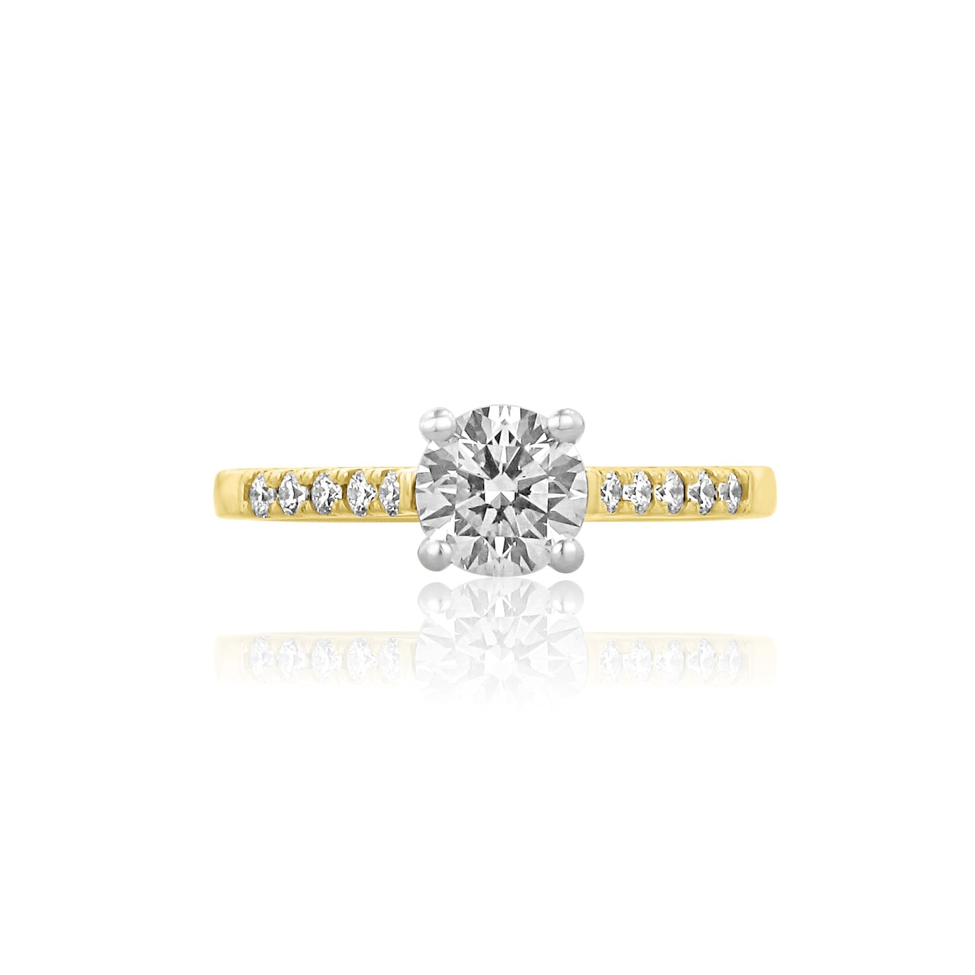 18ct Yellow Gold with Platinum Setting 0.70ct Round GIA Certified Diamond Engagement Ring
