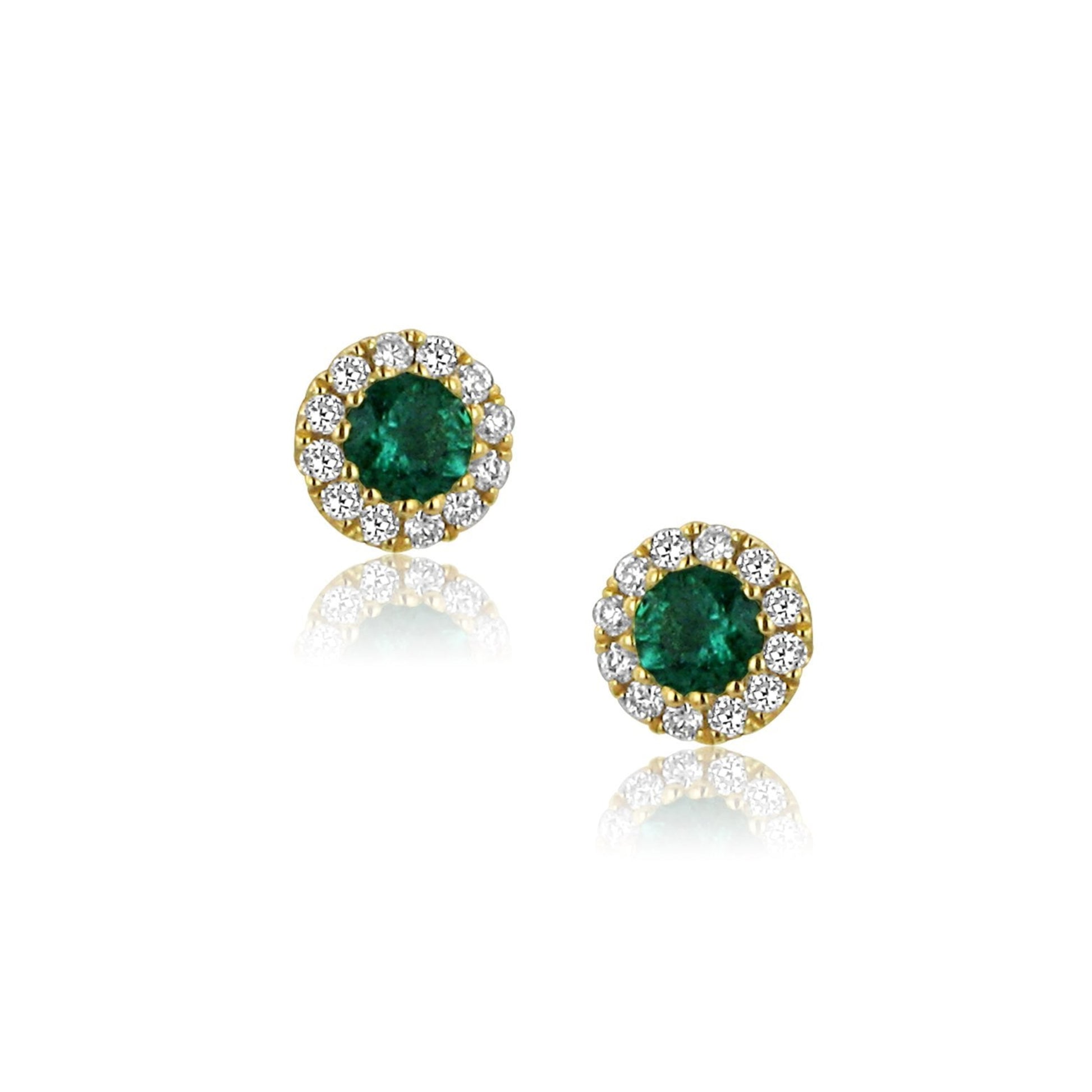18ct Emerald and Diamond Halo Stud Earrings