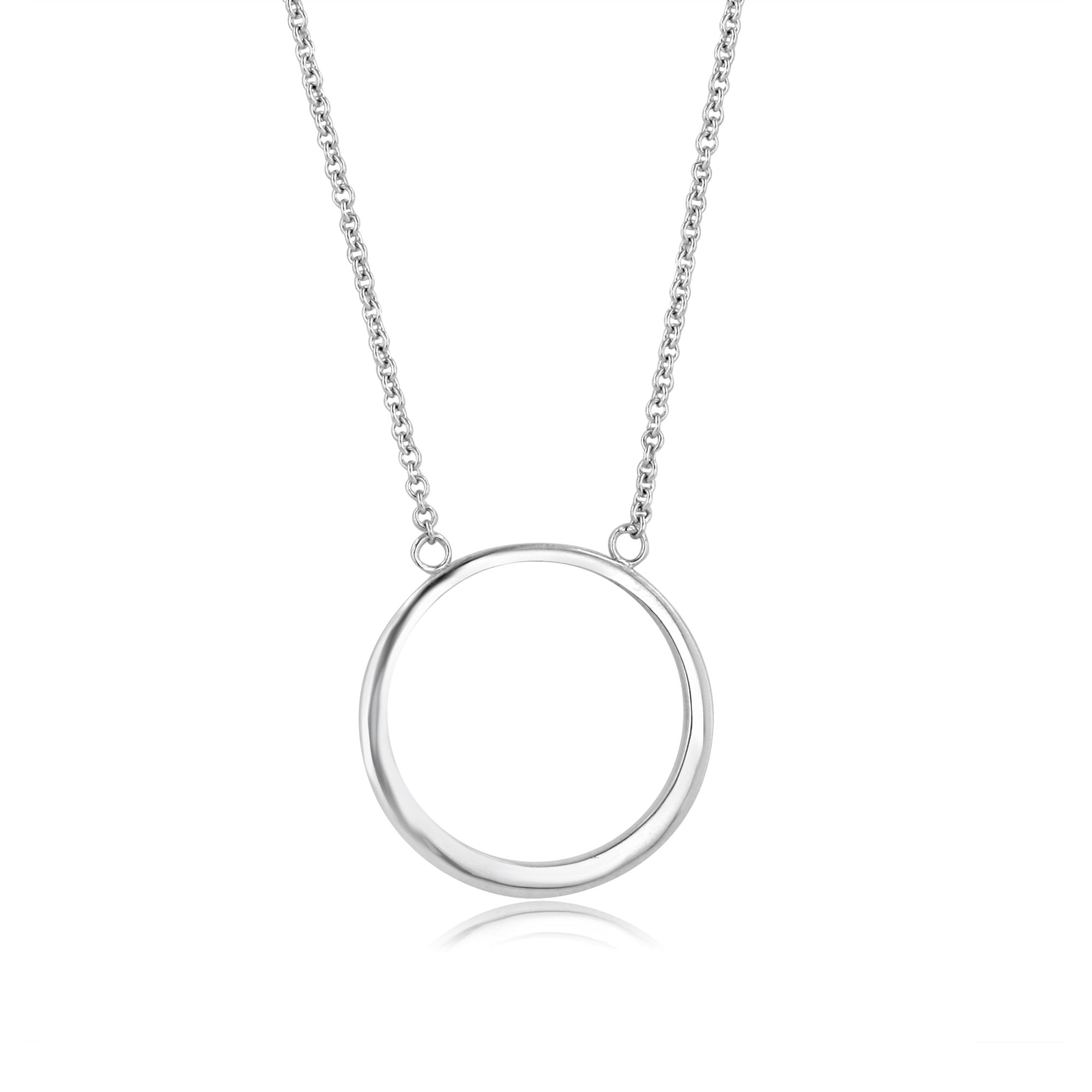 9ct White Gold Open Circle Necklace (large)