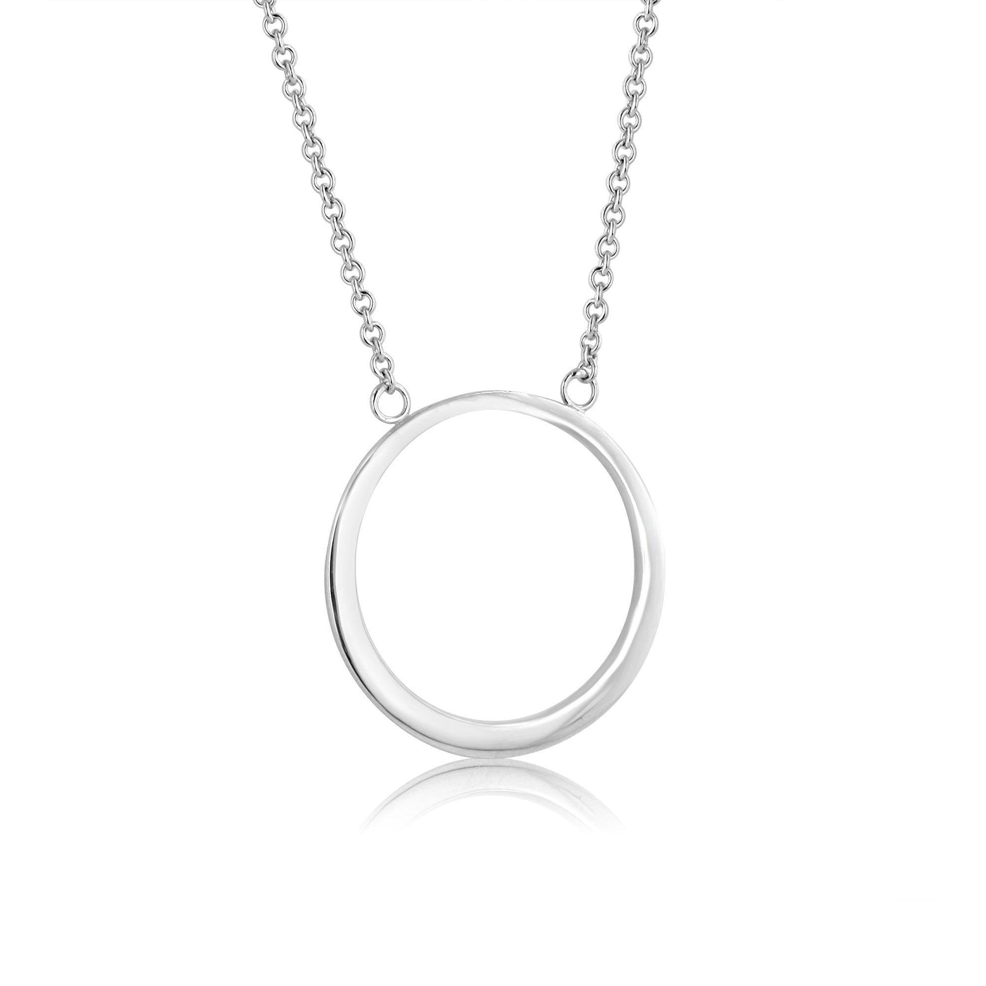 9ct White Gold Open Circle Necklace (large)