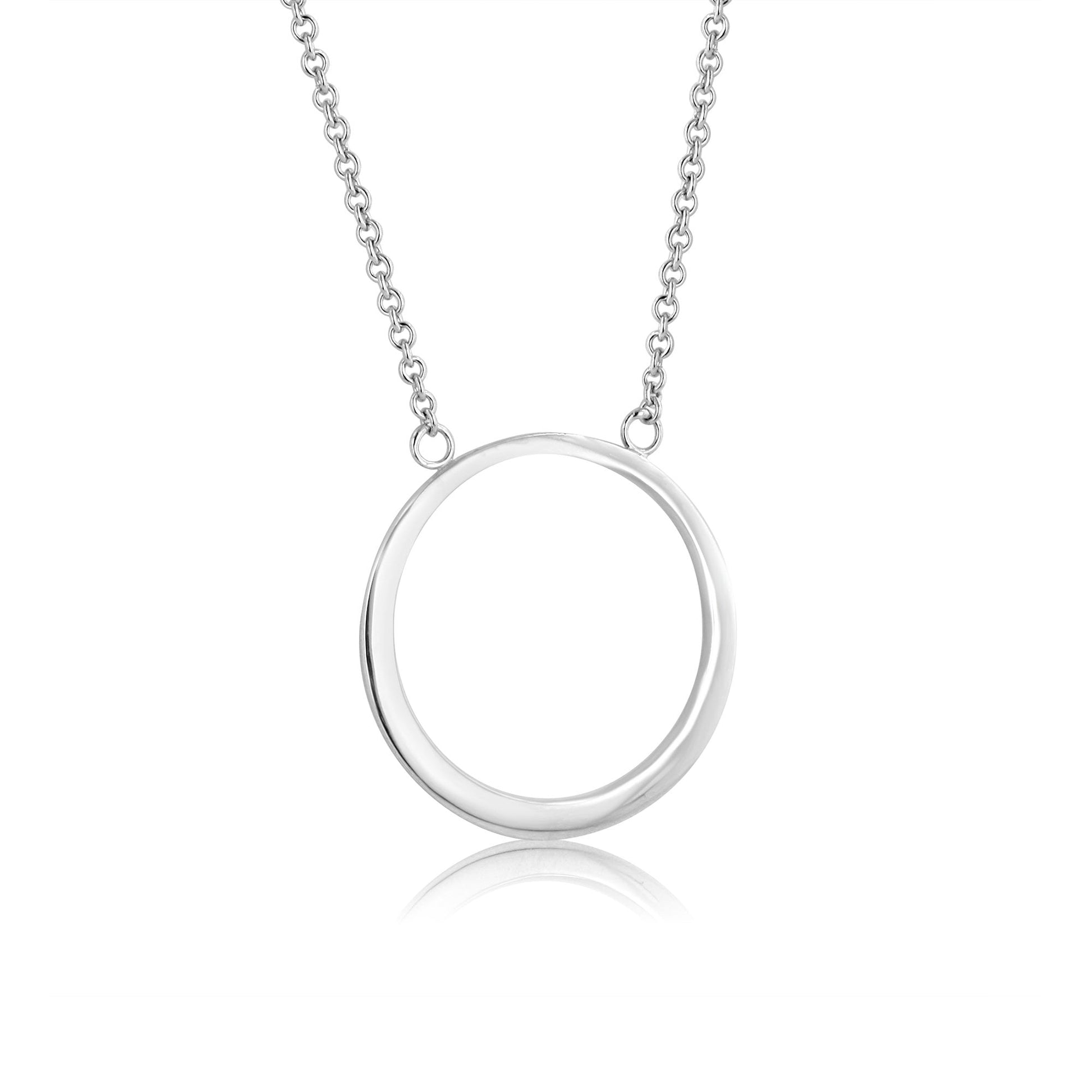 9ct White Gold Open Circle Necklace (large)