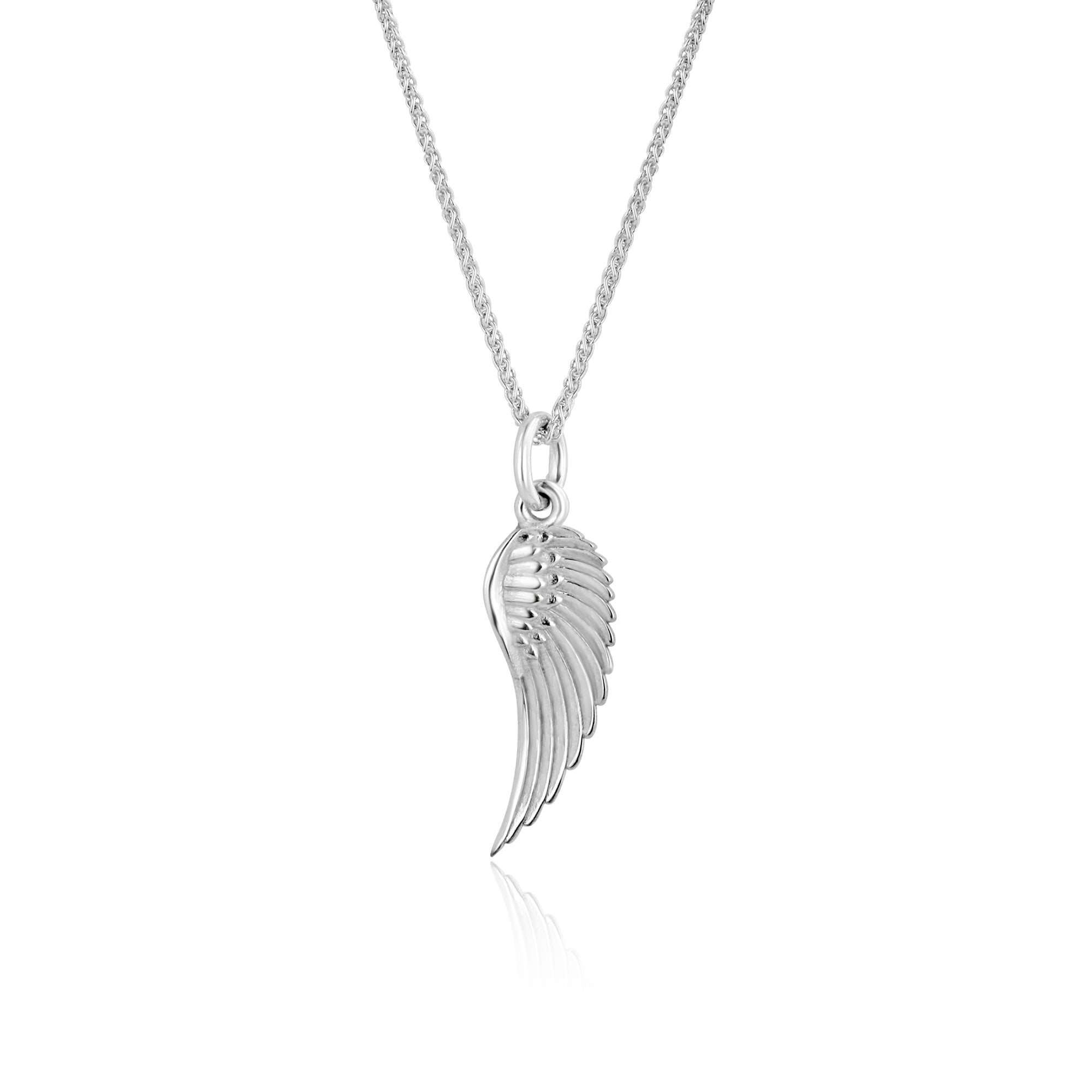9ct White Gold Small Angel Wing Pendant and Chain