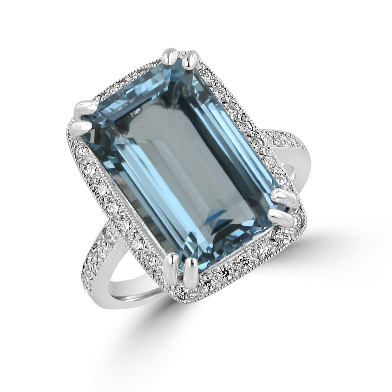 Seven Carat Aquamarine and Diamond Cocktail Ring