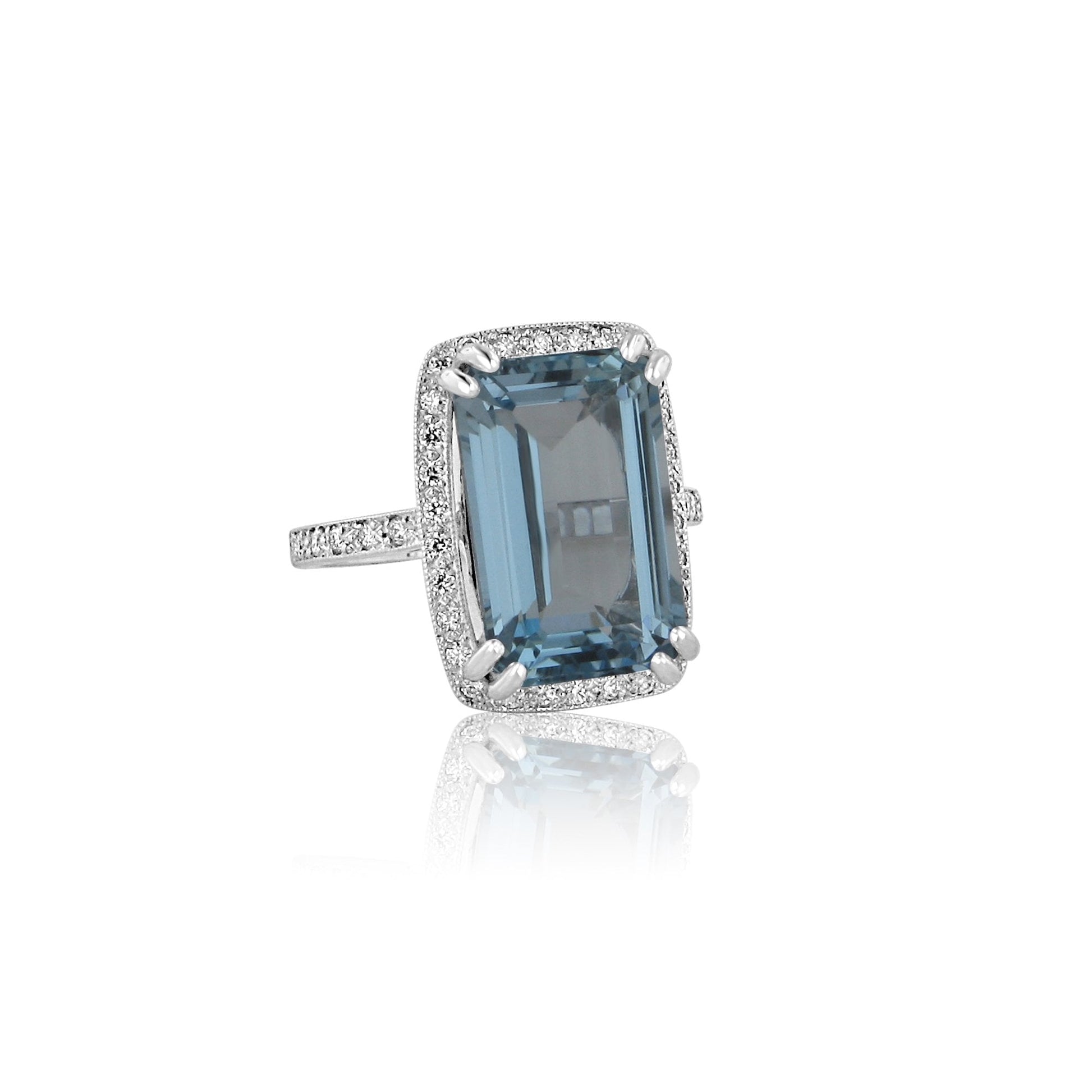Seven Carat Aquamarine and Diamond Cocktail Ring