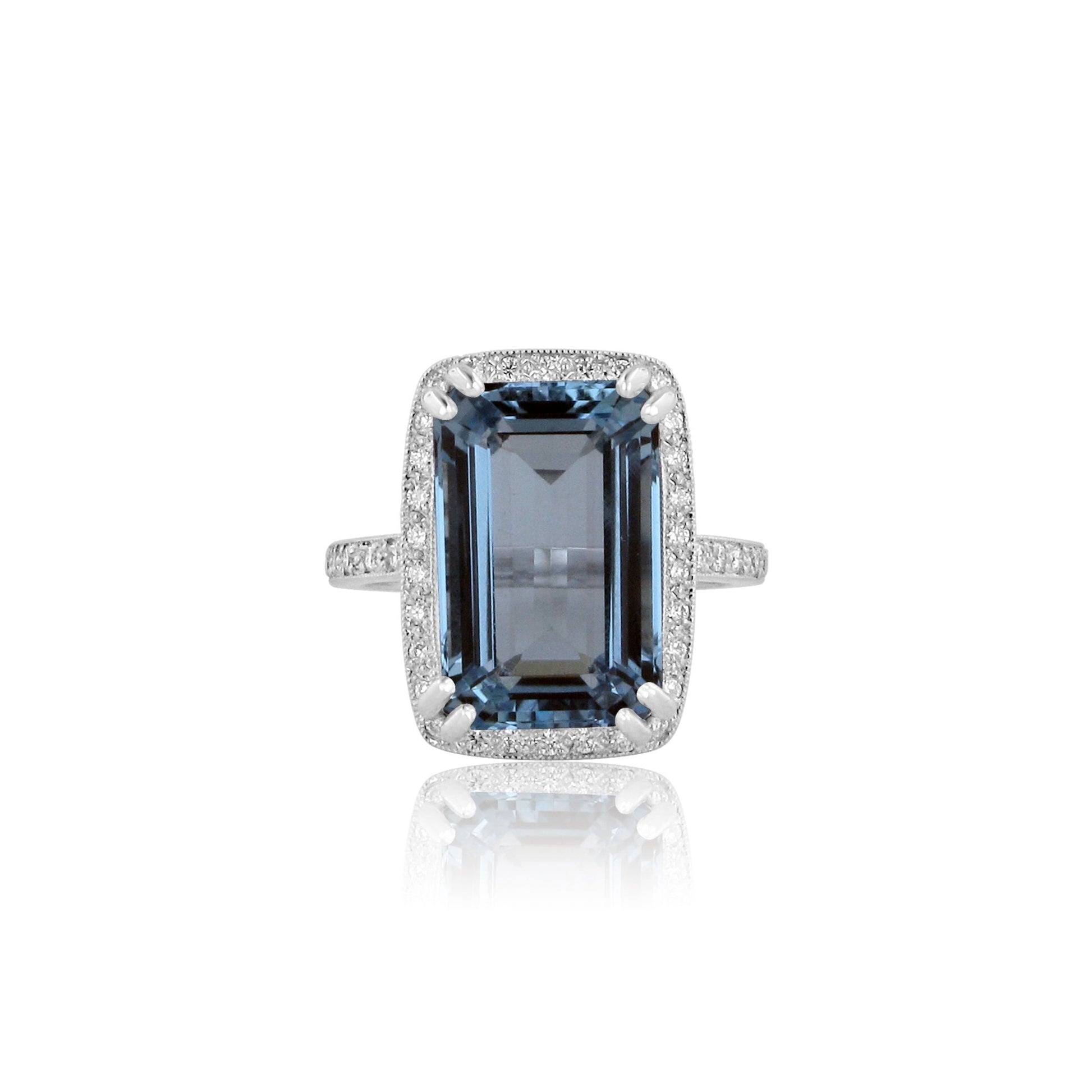 Seven Carat Aquamarine and Diamond Cocktail Ring