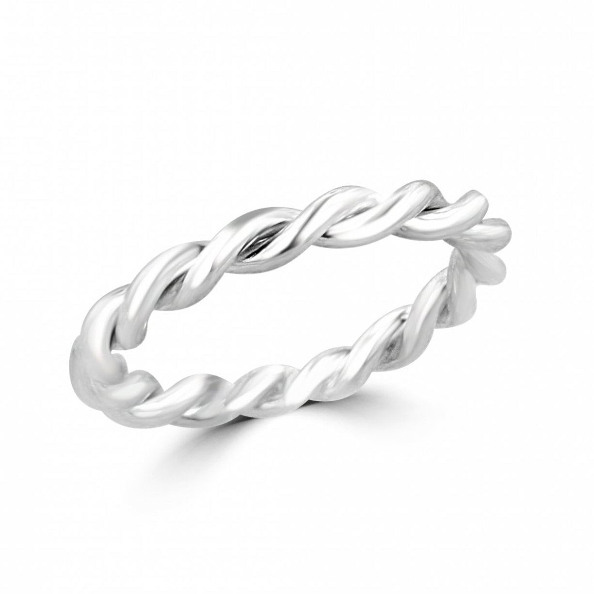 3mm Hand Twisted Polished Silver Band Ring