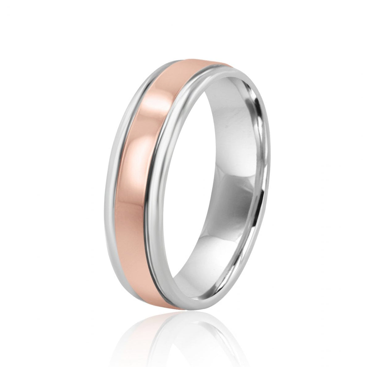 Palladium Band Ring With a Rose Gold Centre band