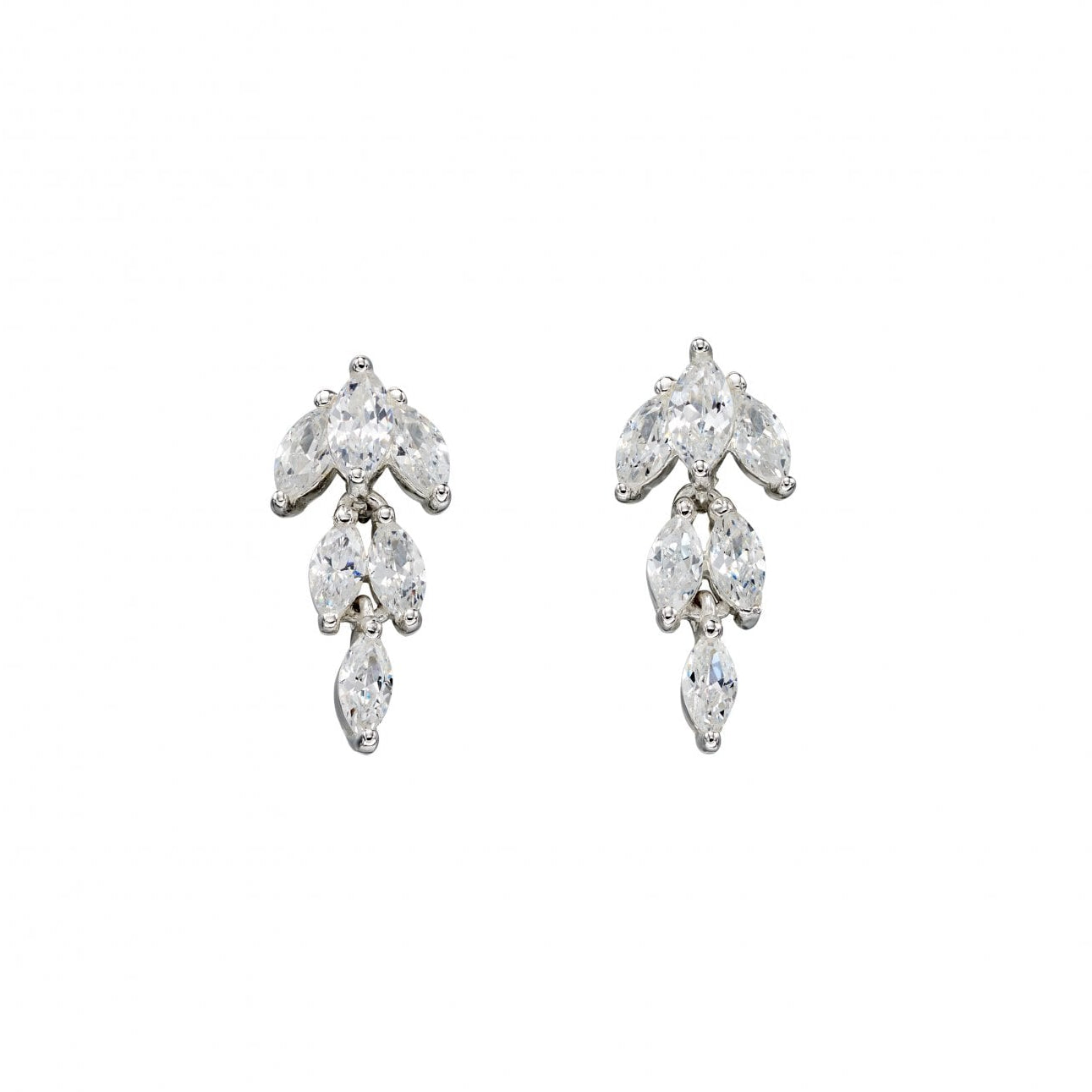 Silver Marquise Cluster Cubic Zirconia Earrings