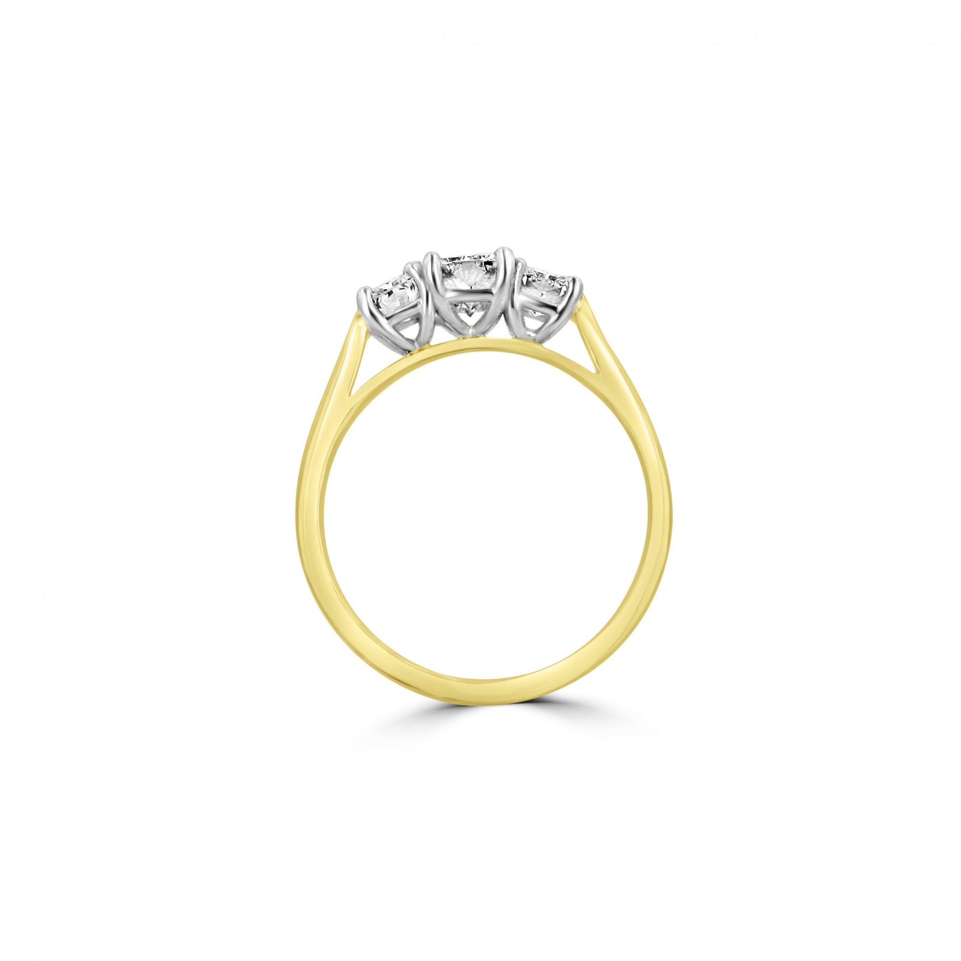 18ct Gold Radiant Diamond Three Stone Ring 1.43ct Total