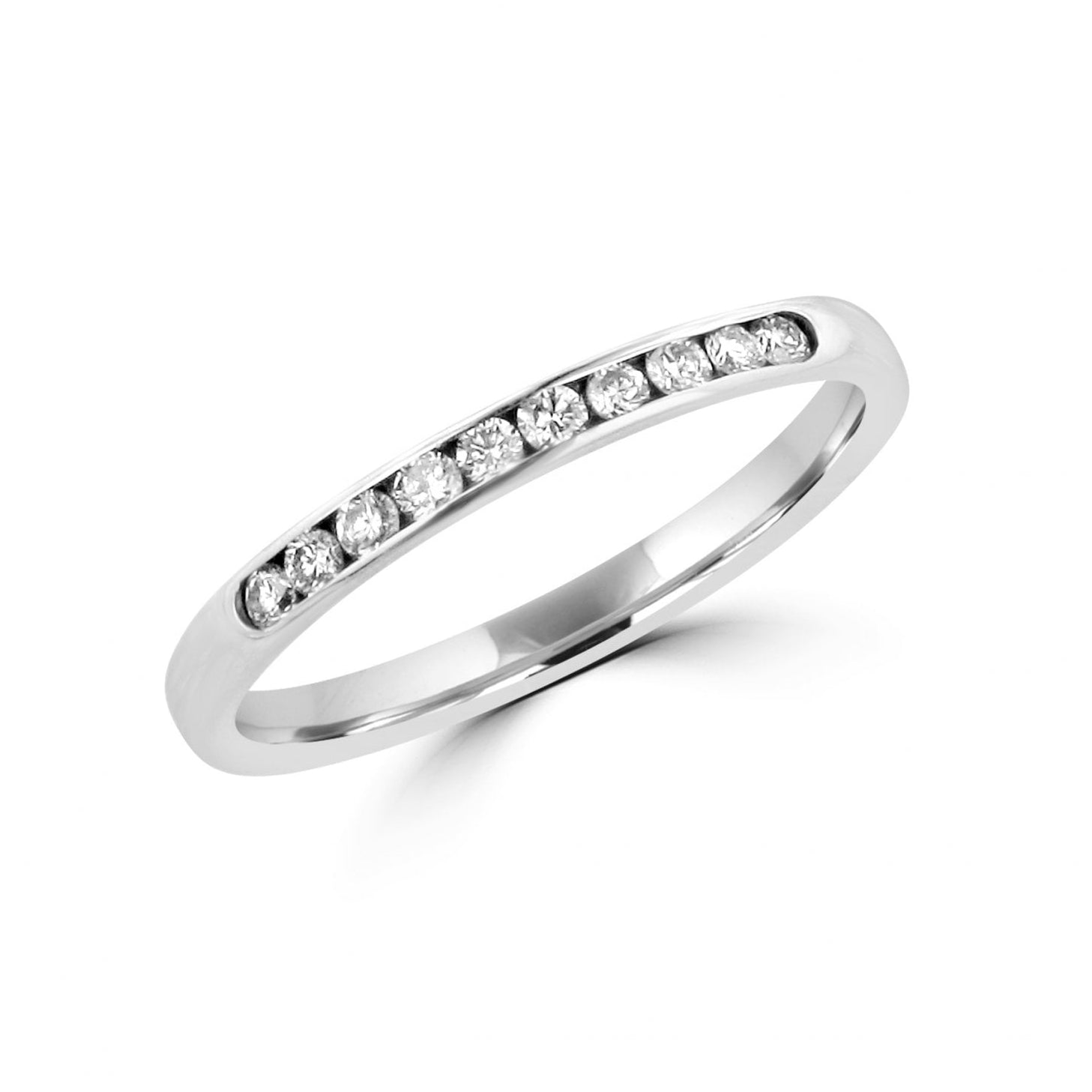 9ct White Gold Ten Stone Diamond Ring 2.3mm Wide