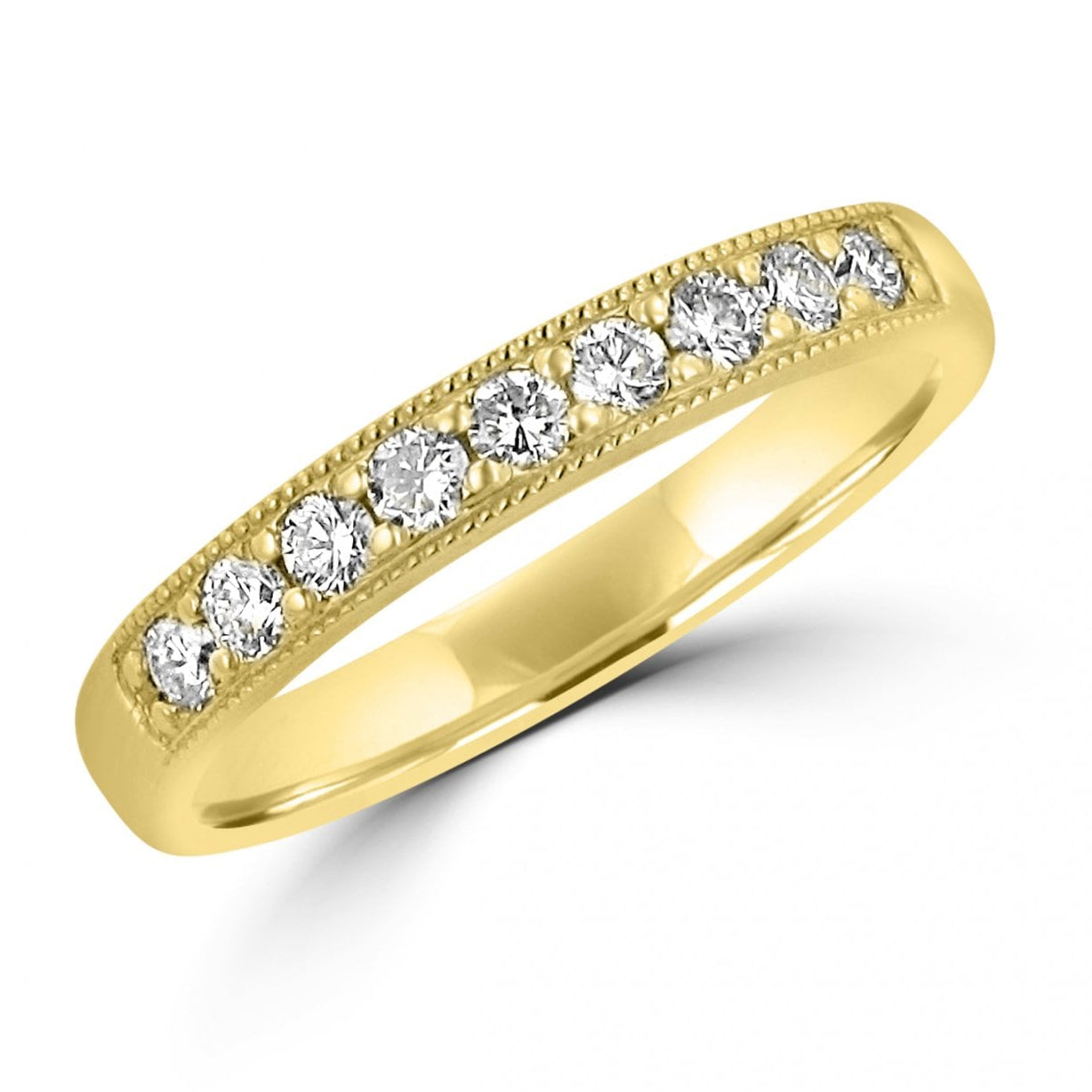 3.1mm Wide 18ct Yellow Gold Round Diamond Wedding Band