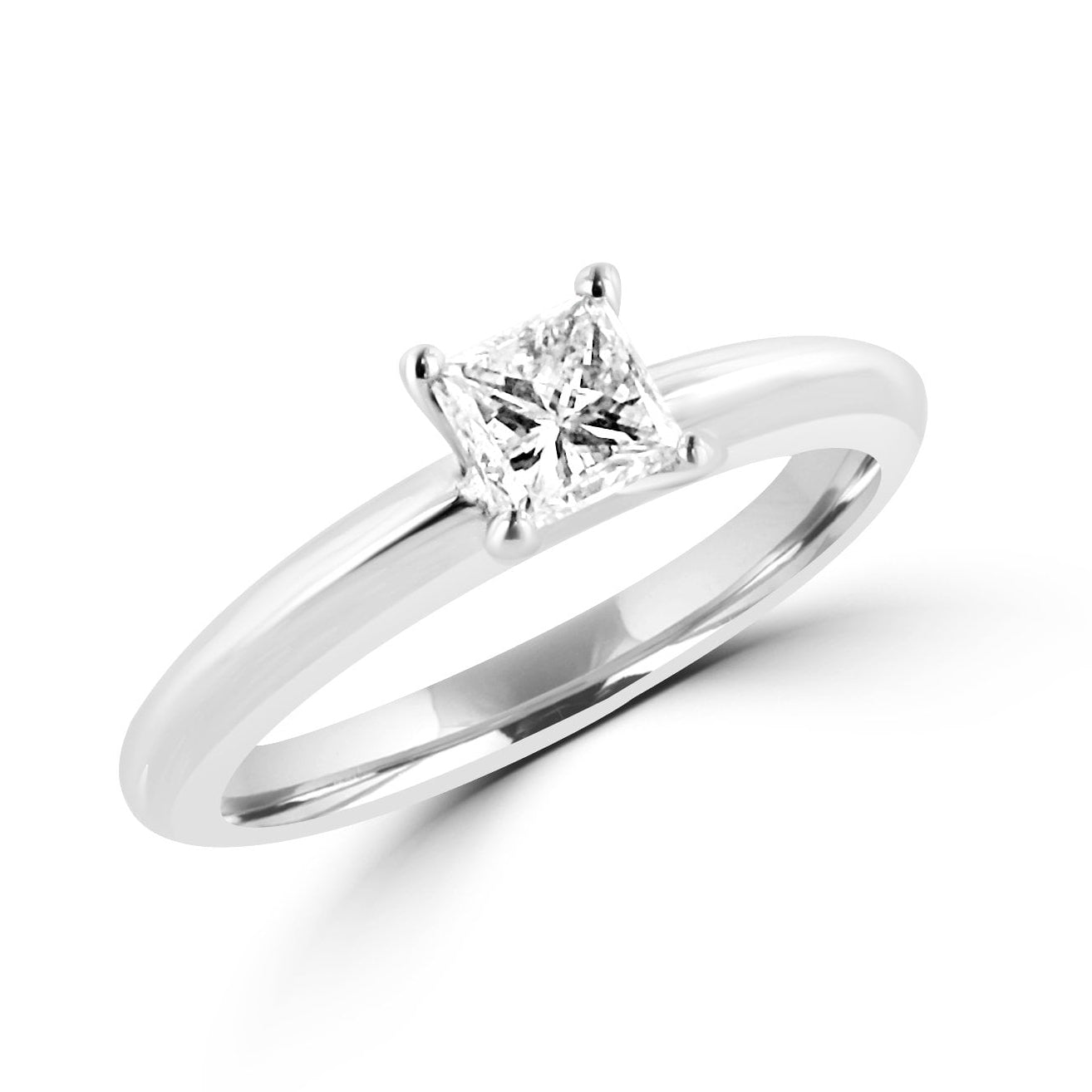 Half Carat Princess Cut Diamond Platinum Solitaire Engagement Ring
