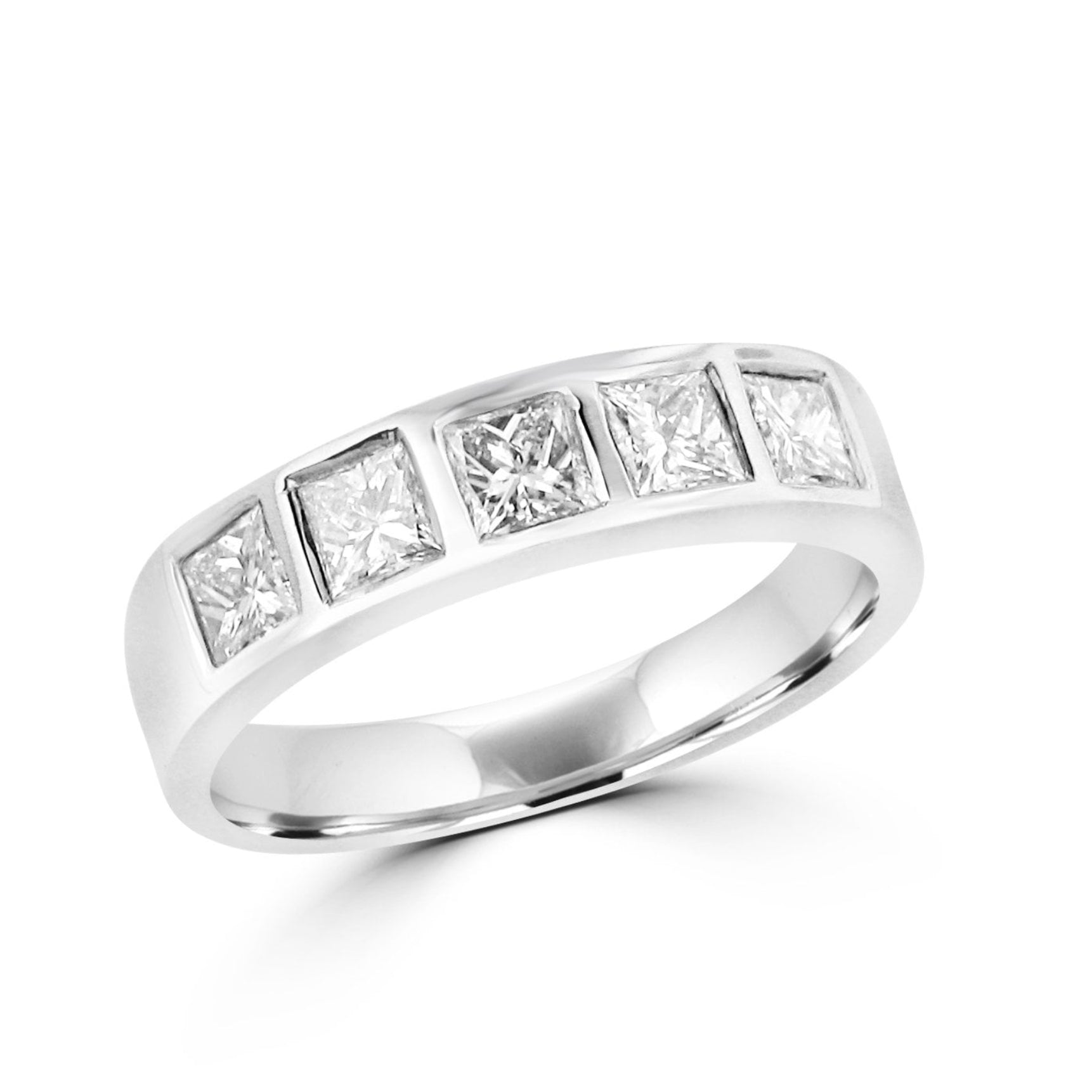 Platinum 0.80ct Princess Cut Diamond Five Stone Ring