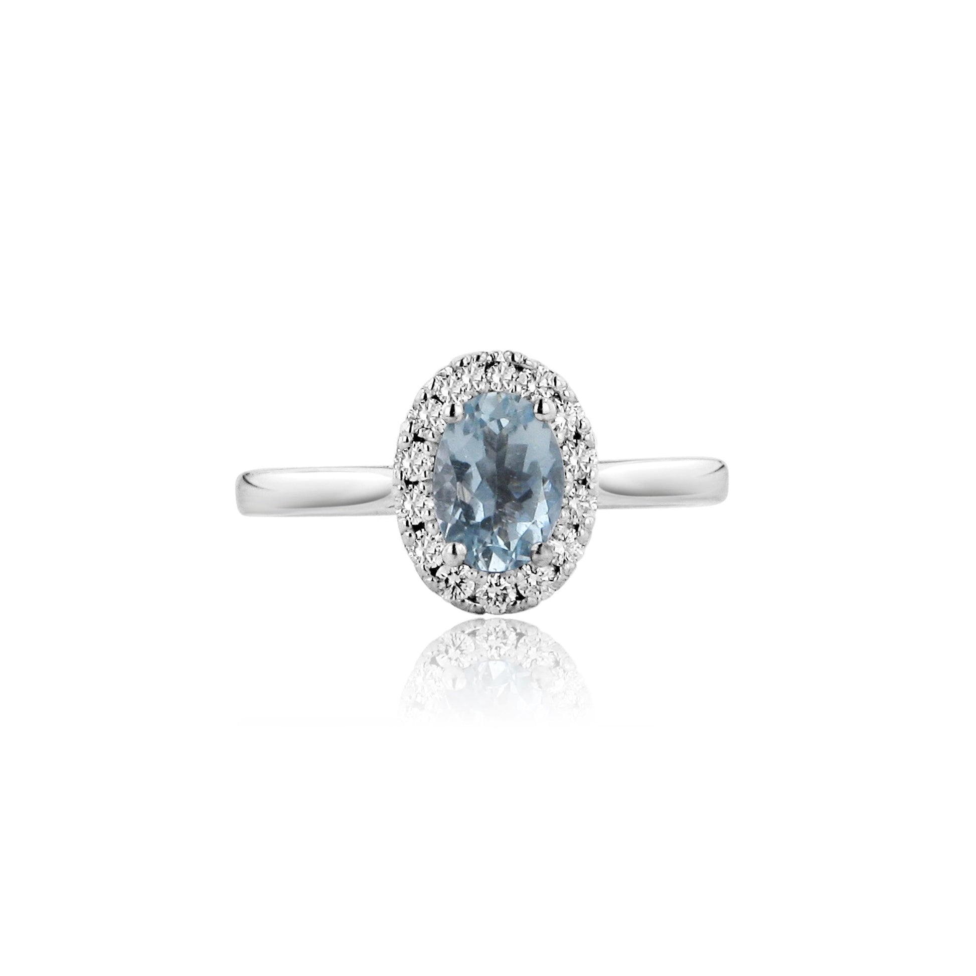 Platinum Aquamarine & Round Diamond Cluster Ring