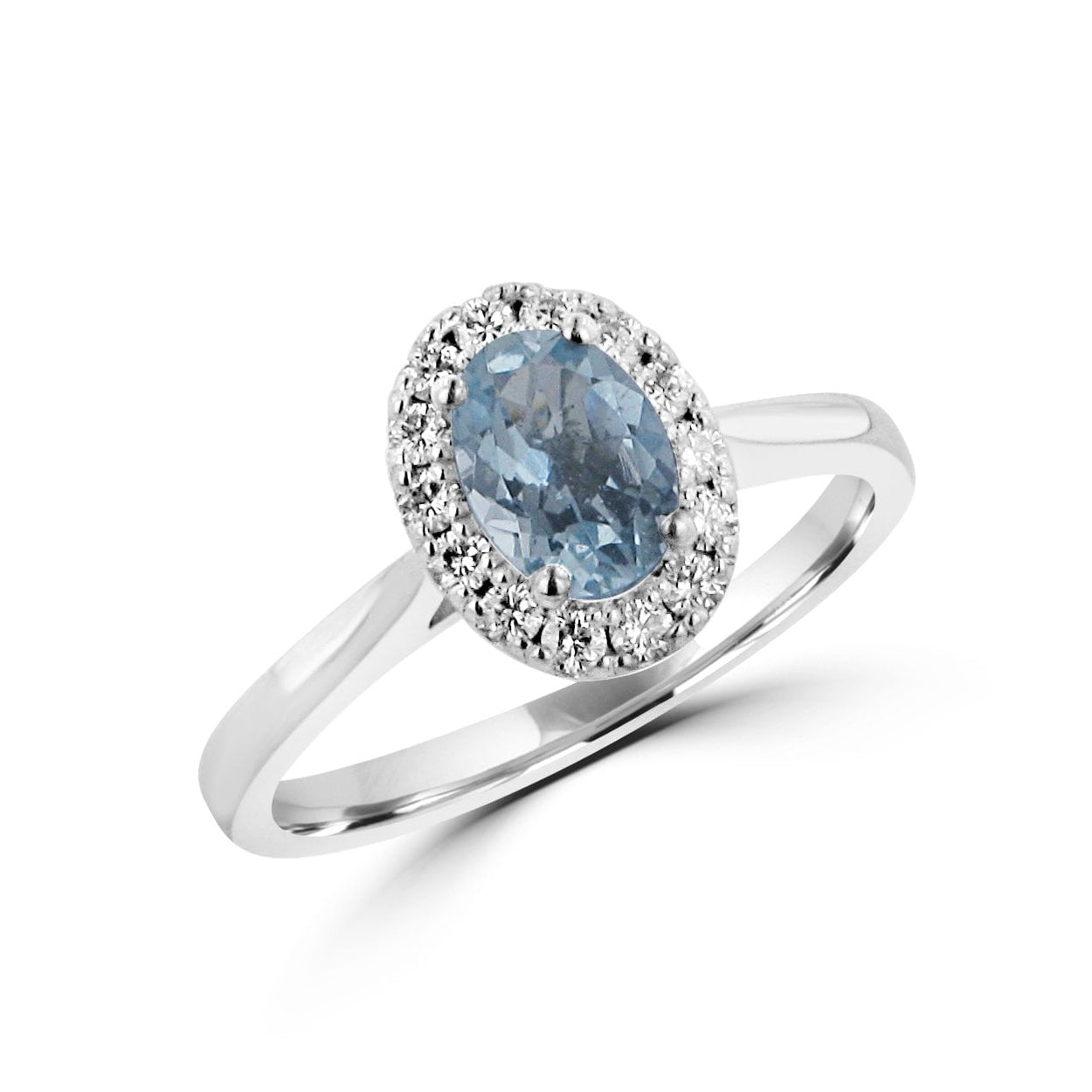 Platinum Aquamarine & Round Diamond Cluster Ring