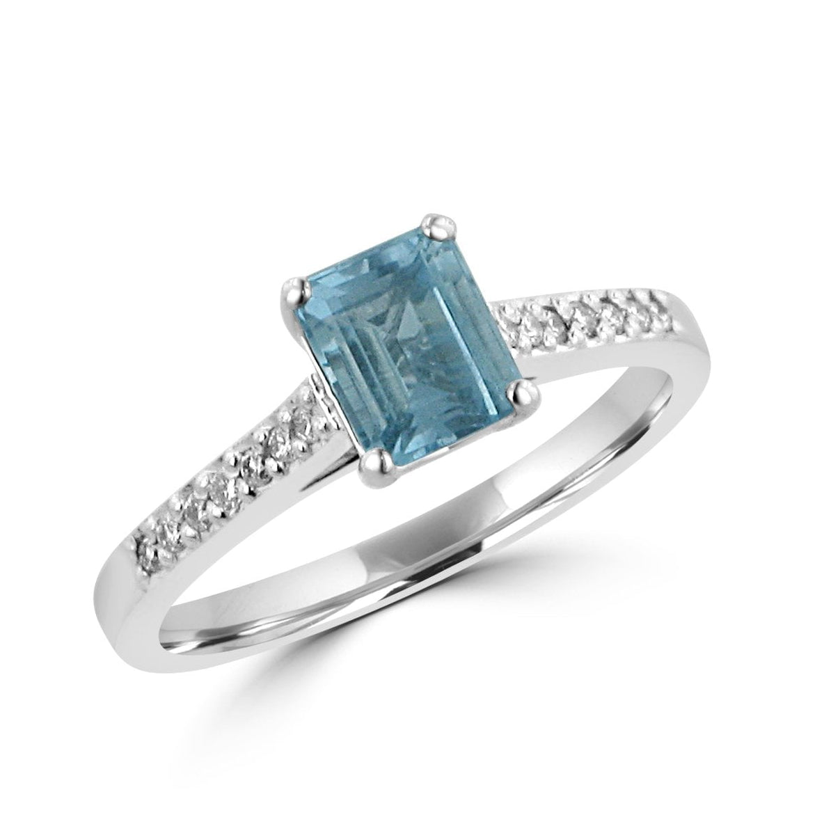 Aquamarine and Diamond Shoulder Ring