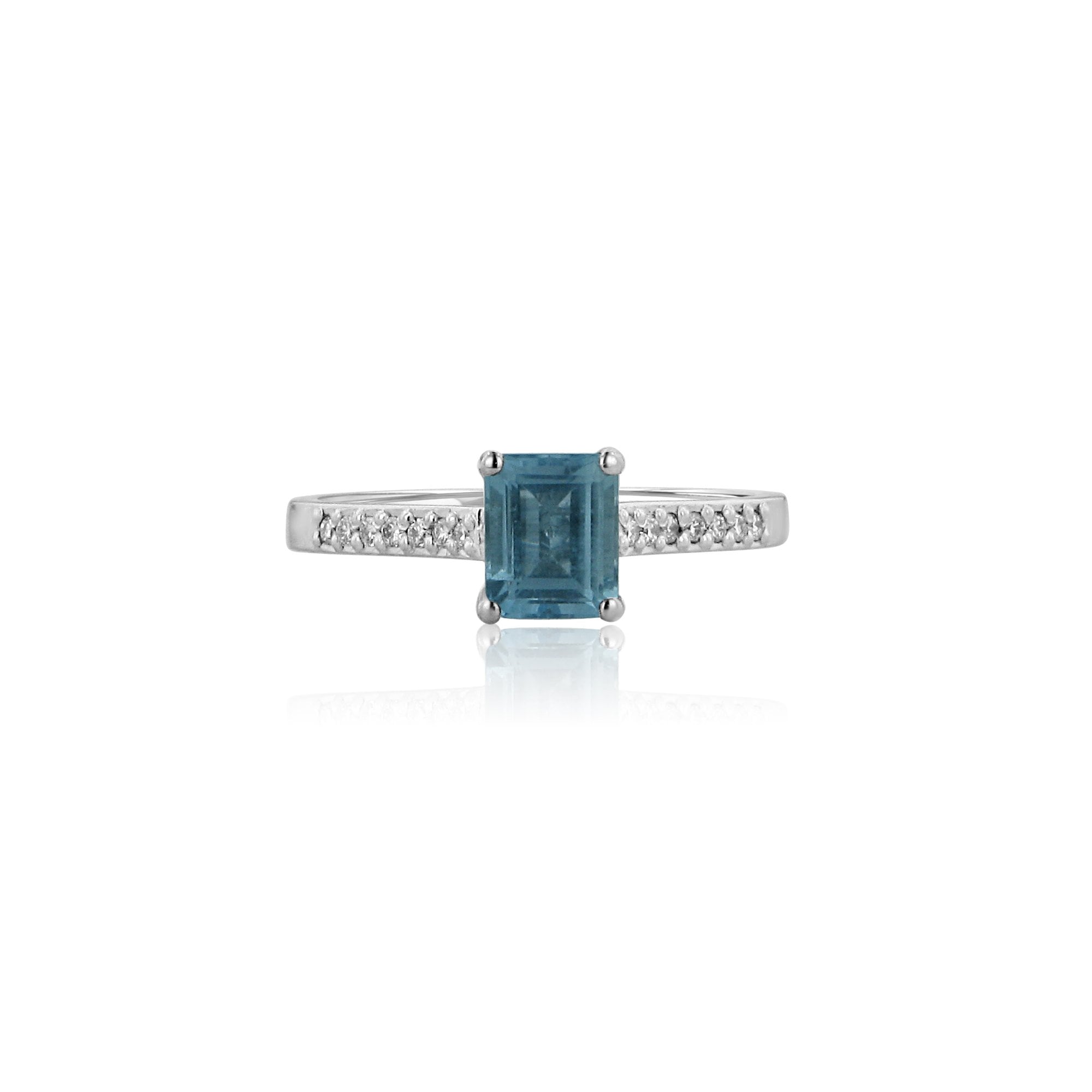 Aquamarine and Diamond Shoulder Ring