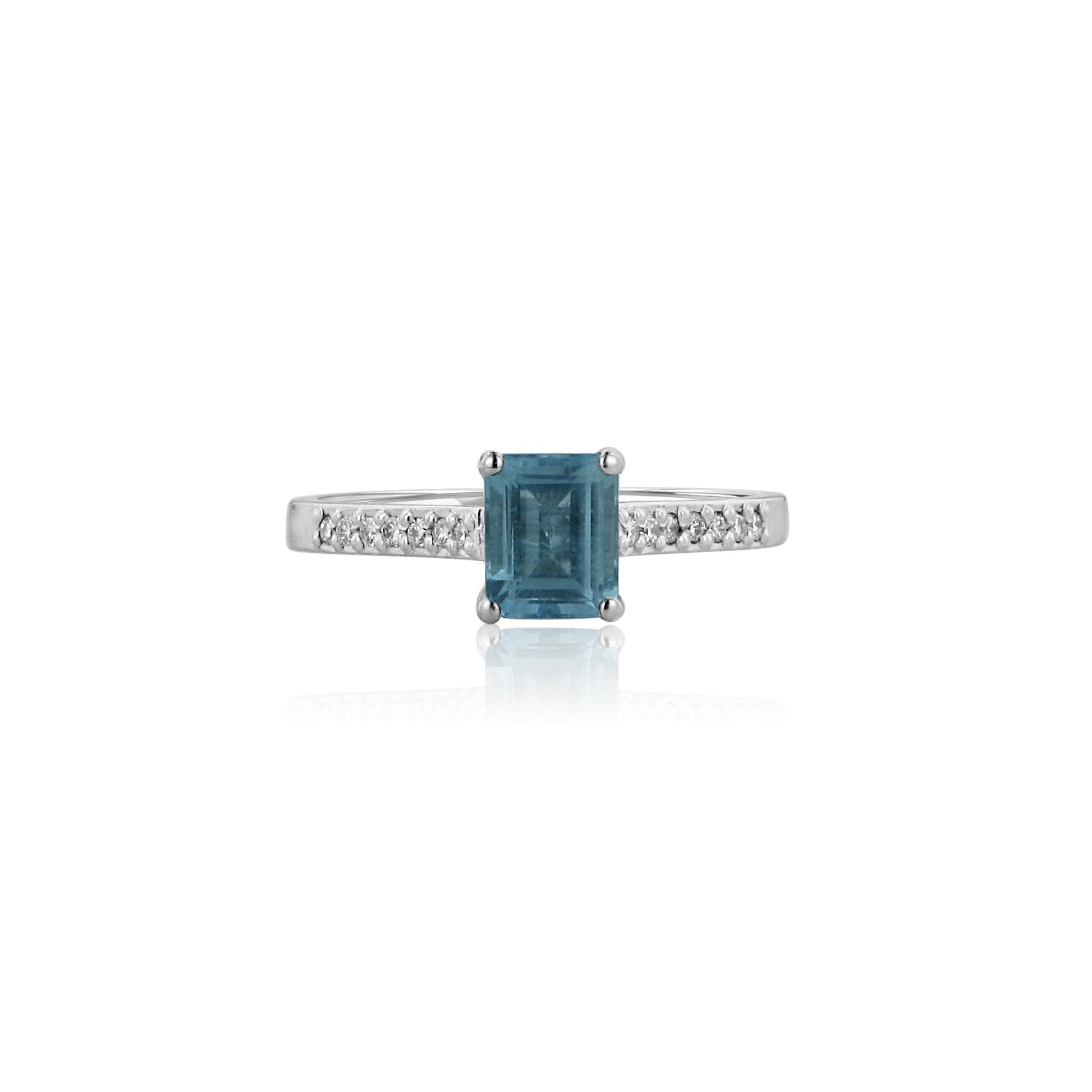 Aquamarine and Diamond Shoulder Ring