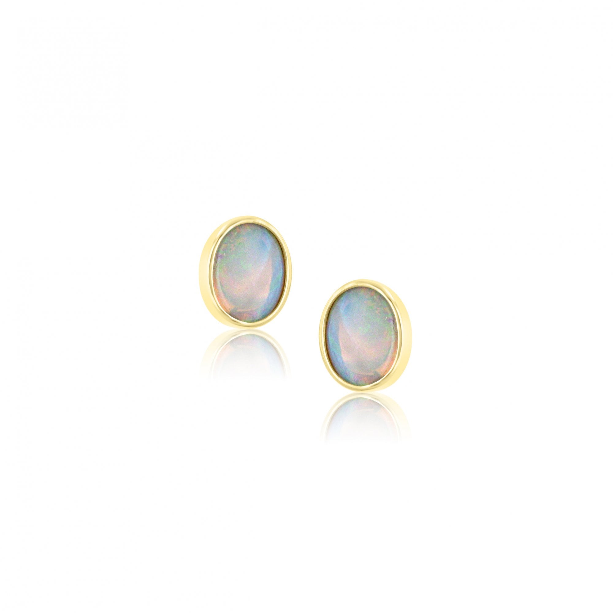 9ct Yellow Gold Oval Opal Stud Earrings