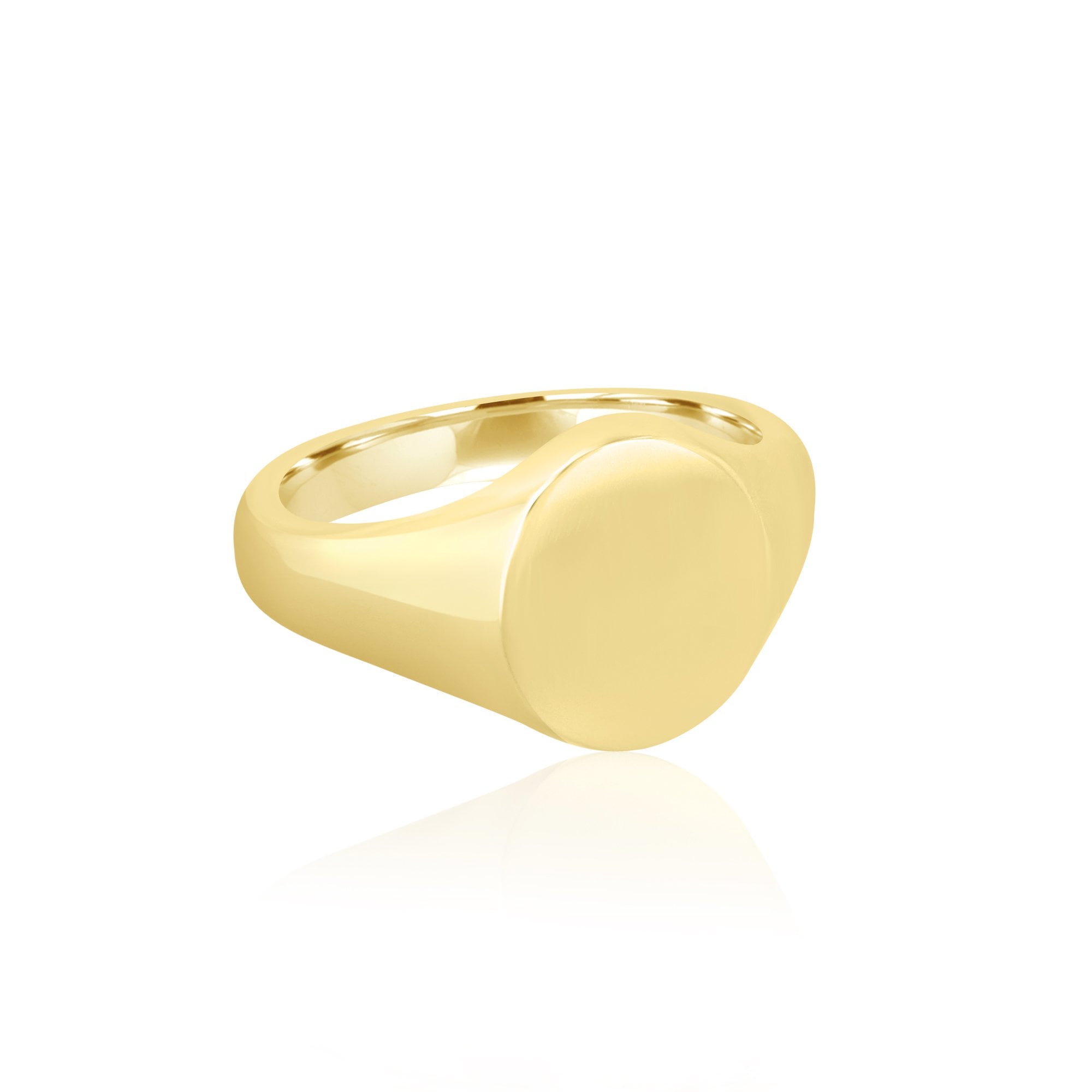 9ct Yellow Gold 14mm x 12mm Oval Top Signet Ring Suitable for Seal Engraving