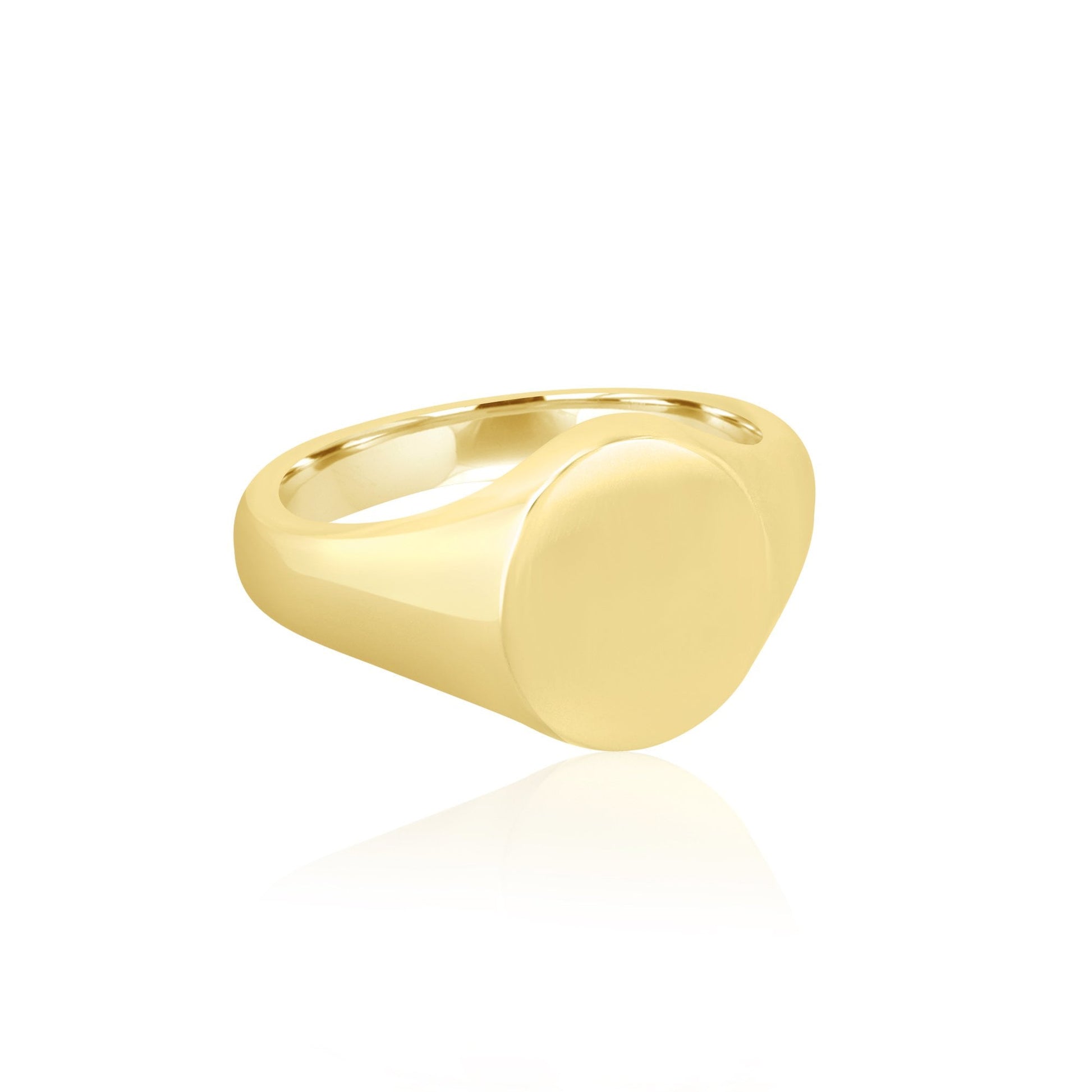 9ct Yellow Gold 14mm x 12mm Oval Top Signet Ring Suitable for Seal Engraving