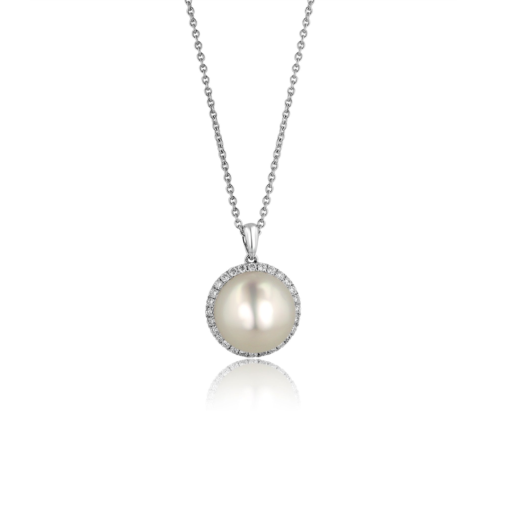 18ct White Gold South Sea Pearl and Diamond Necklace
