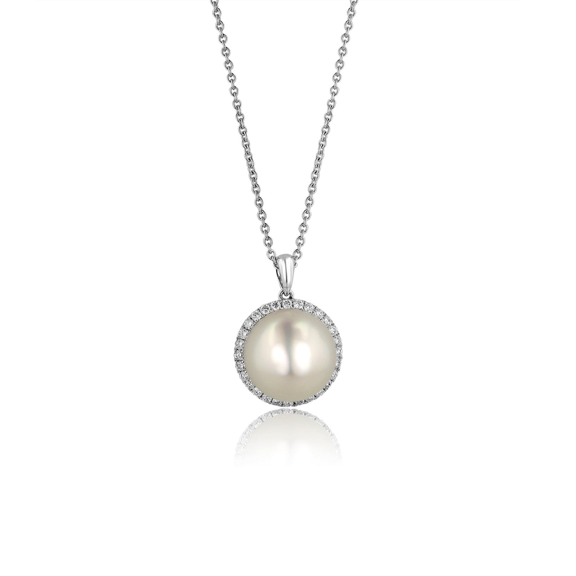 18ct White Gold South Sea Pearl and Diamond Necklace