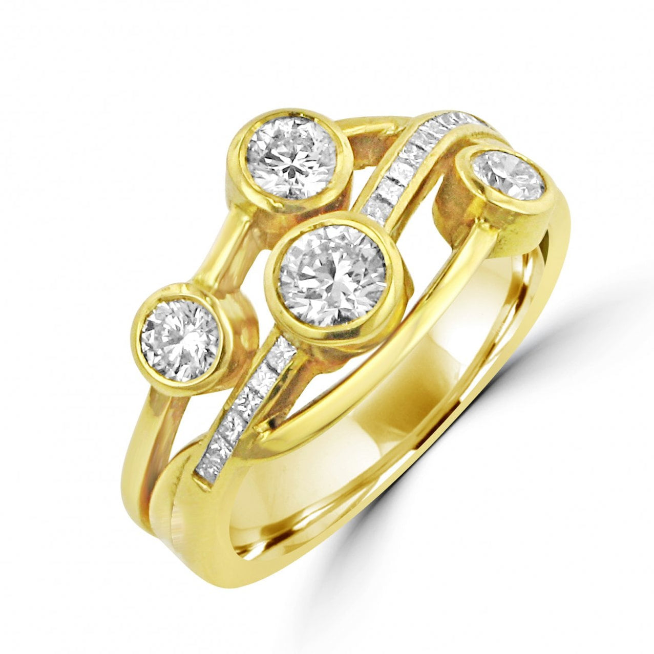 18ct Yellow Gold Cascata Three Band Fancy Diamond Ring