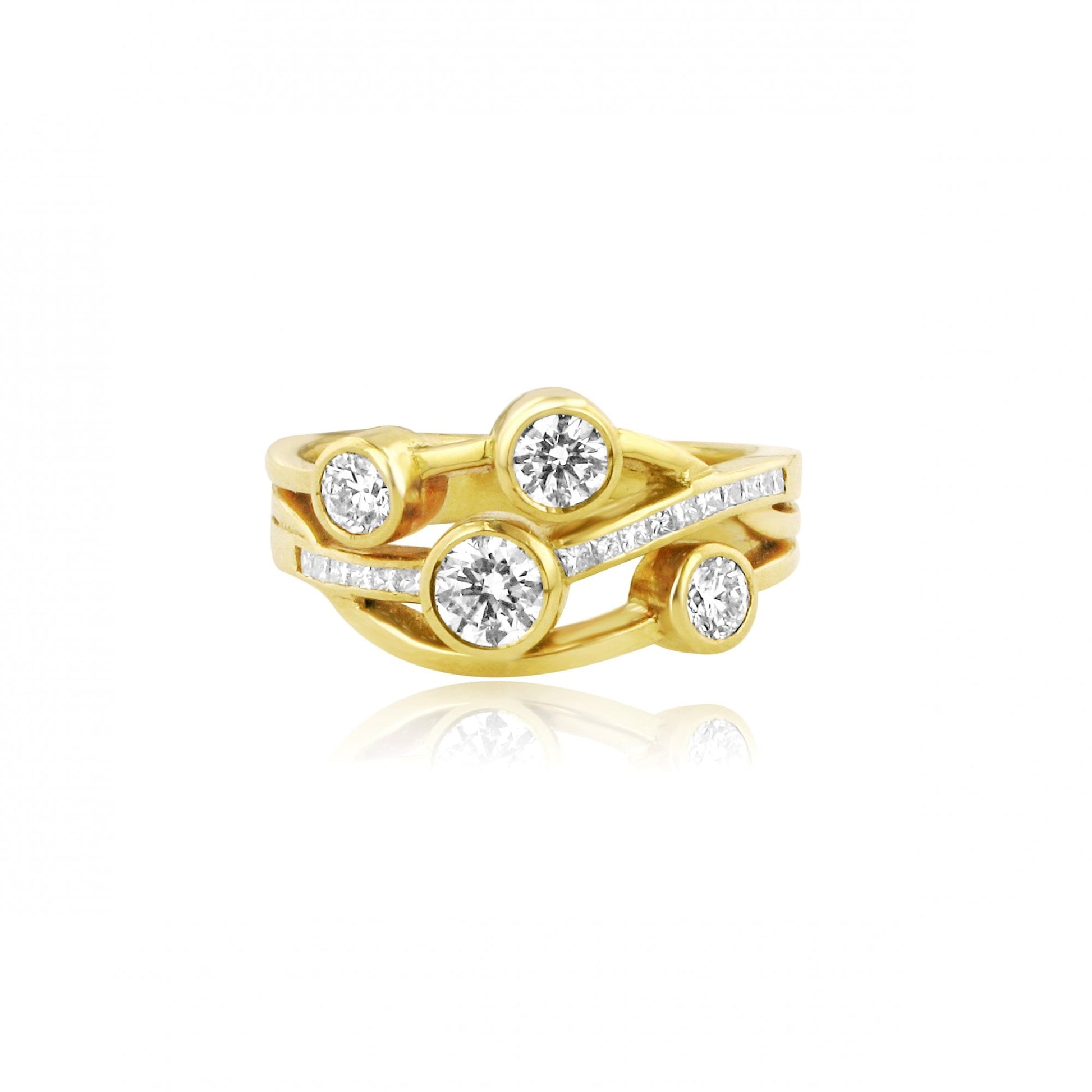 18ct Yellow Gold Cascata Three Band Fancy Diamond Ring