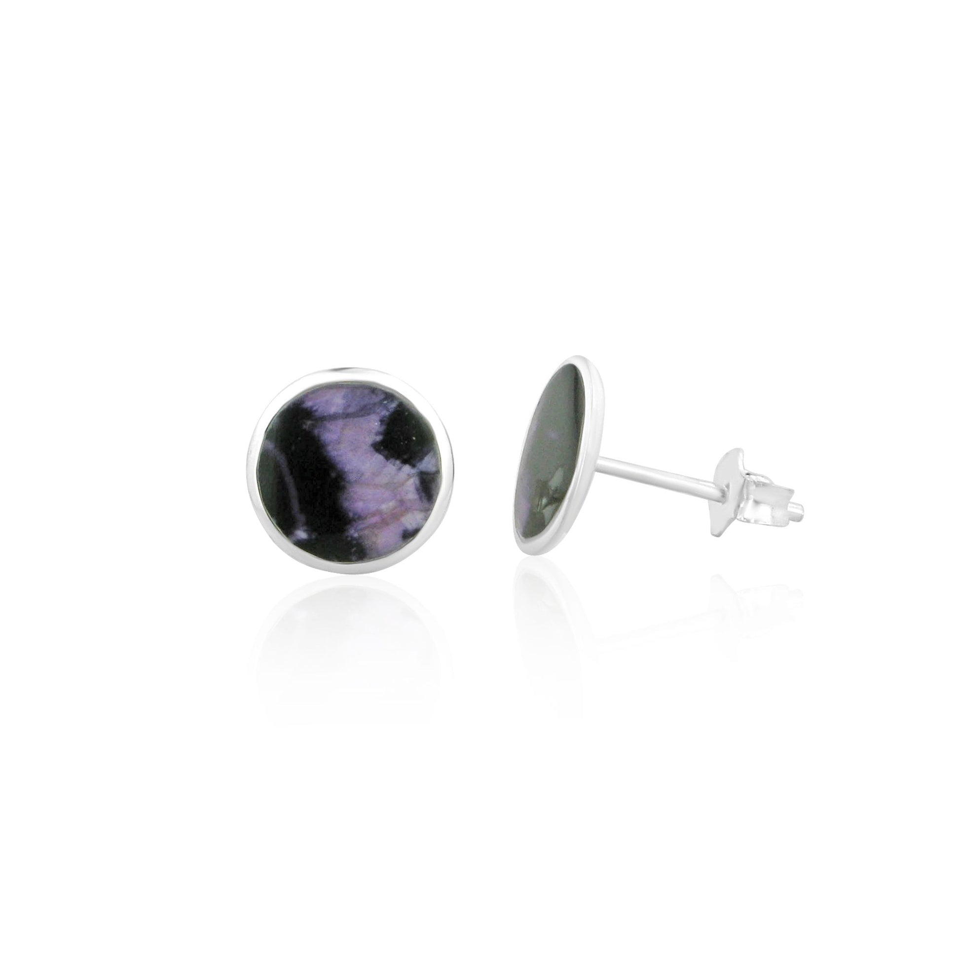 Silver Round Blue John Earrings
