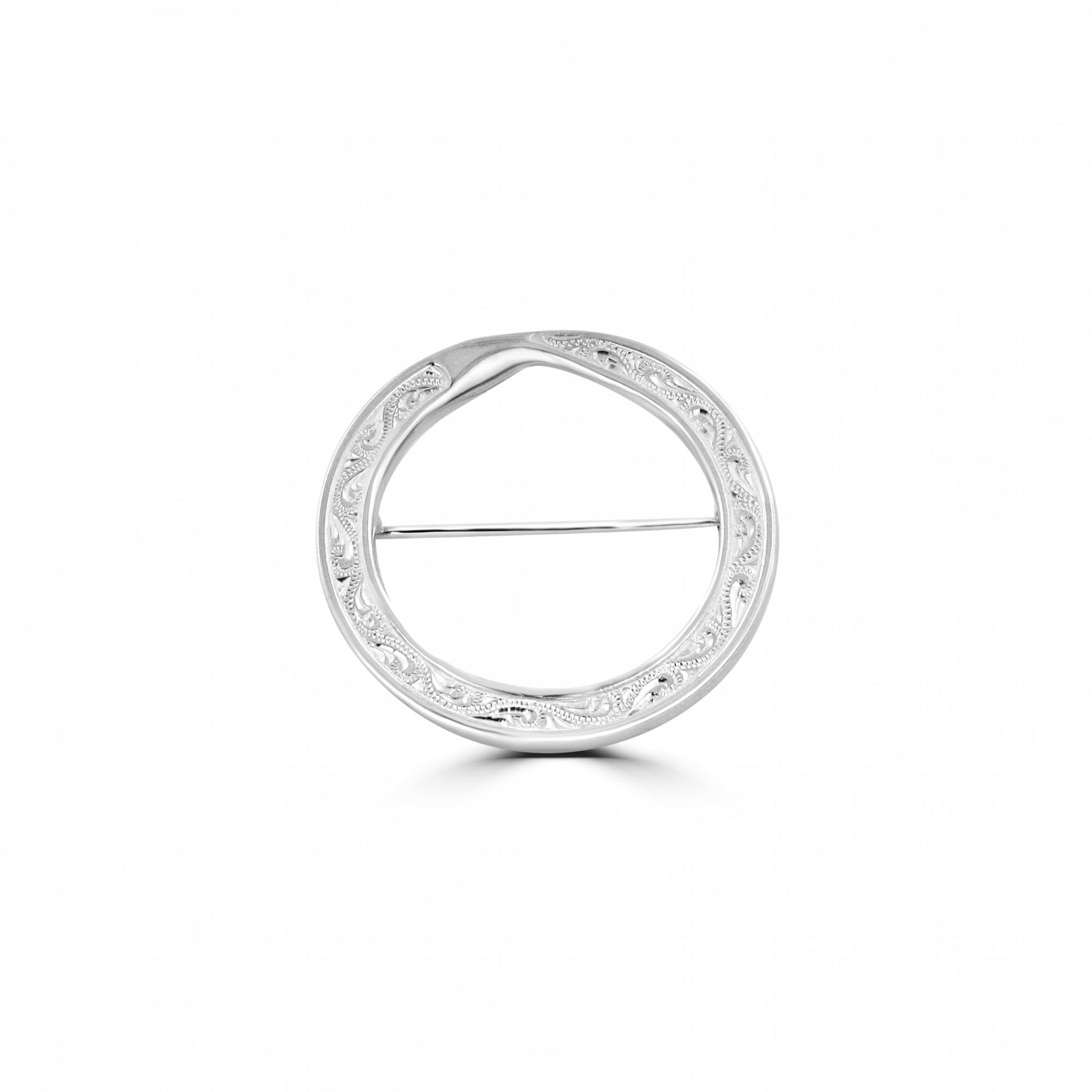 Silver Hand Engraved Open Circle Brooch