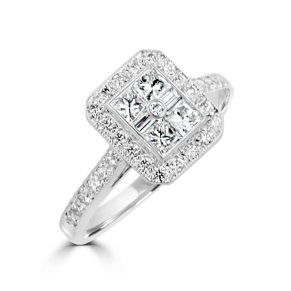 Deco Inspired Illusion Diamond Cluster Ring