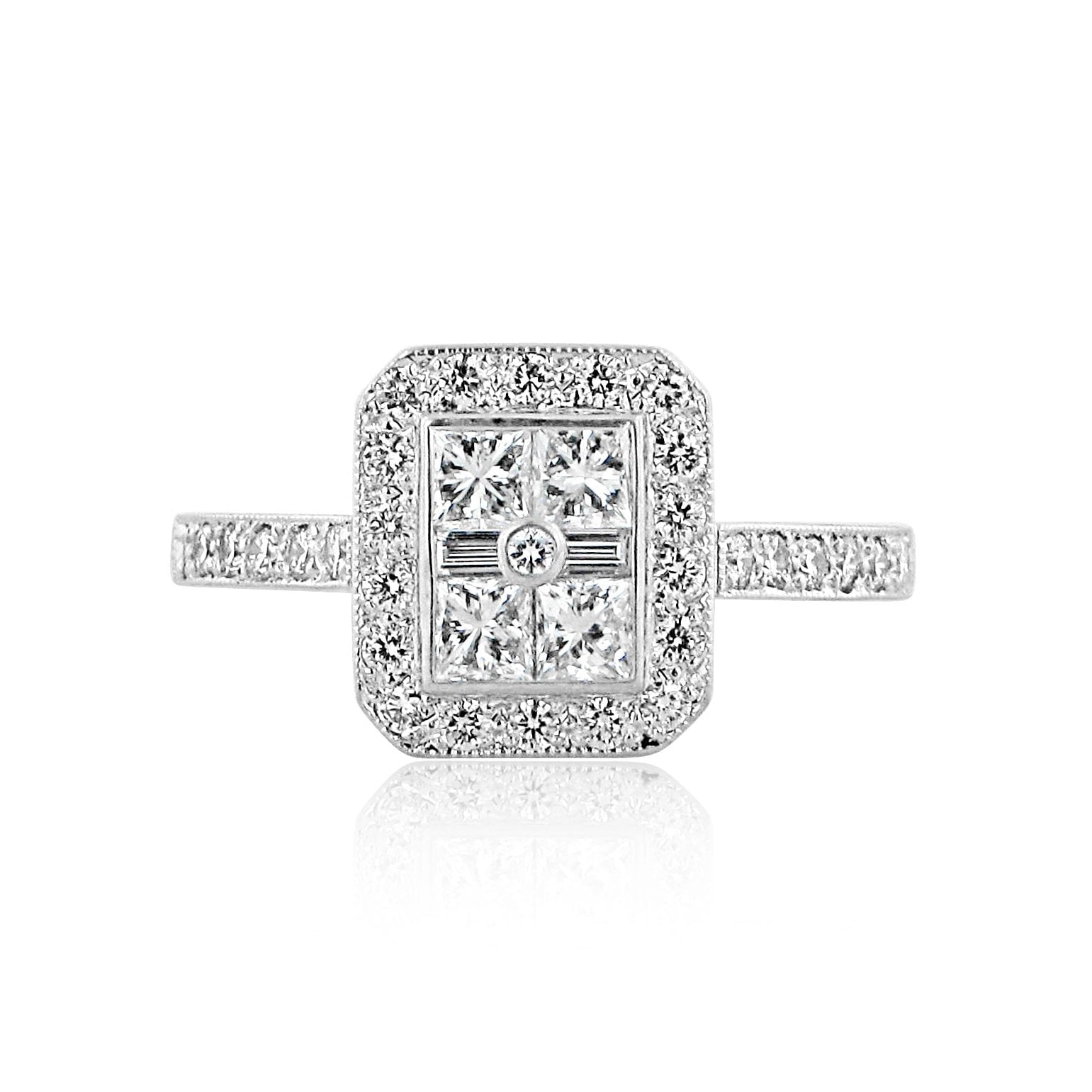 Deco Inspired Illusion Diamond Cluster Ring