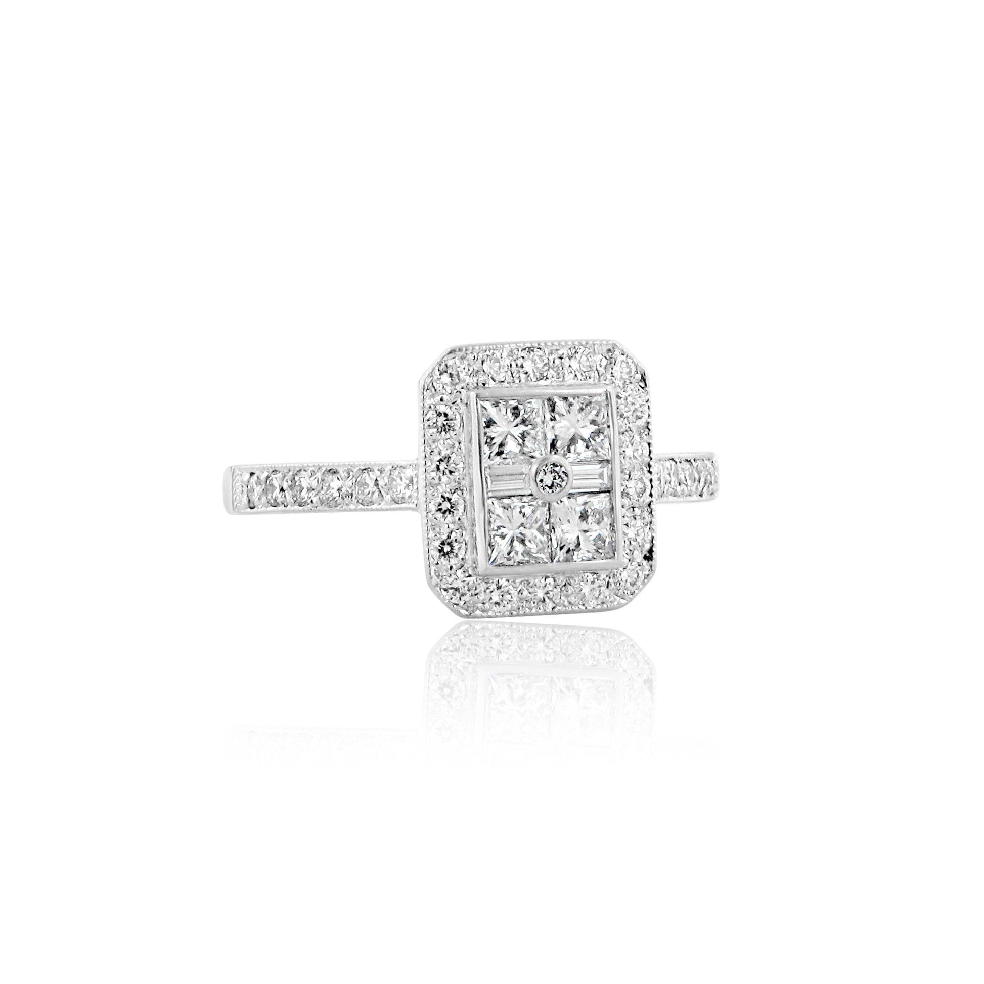 Deco Inspired Illusion Diamond Cluster Ring