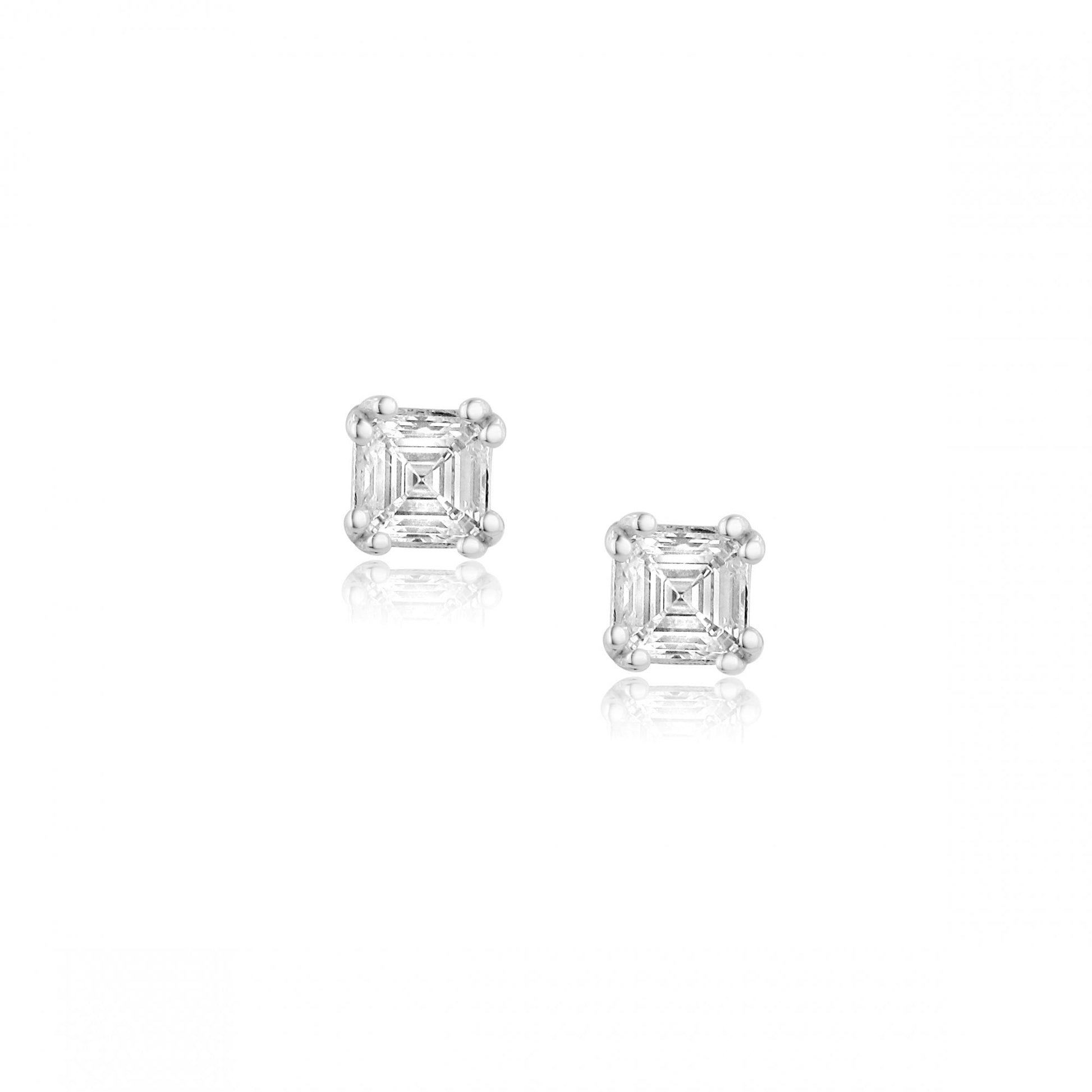18ct White Gold 0.80ct Asscher Cut Diamond Stud Earrings