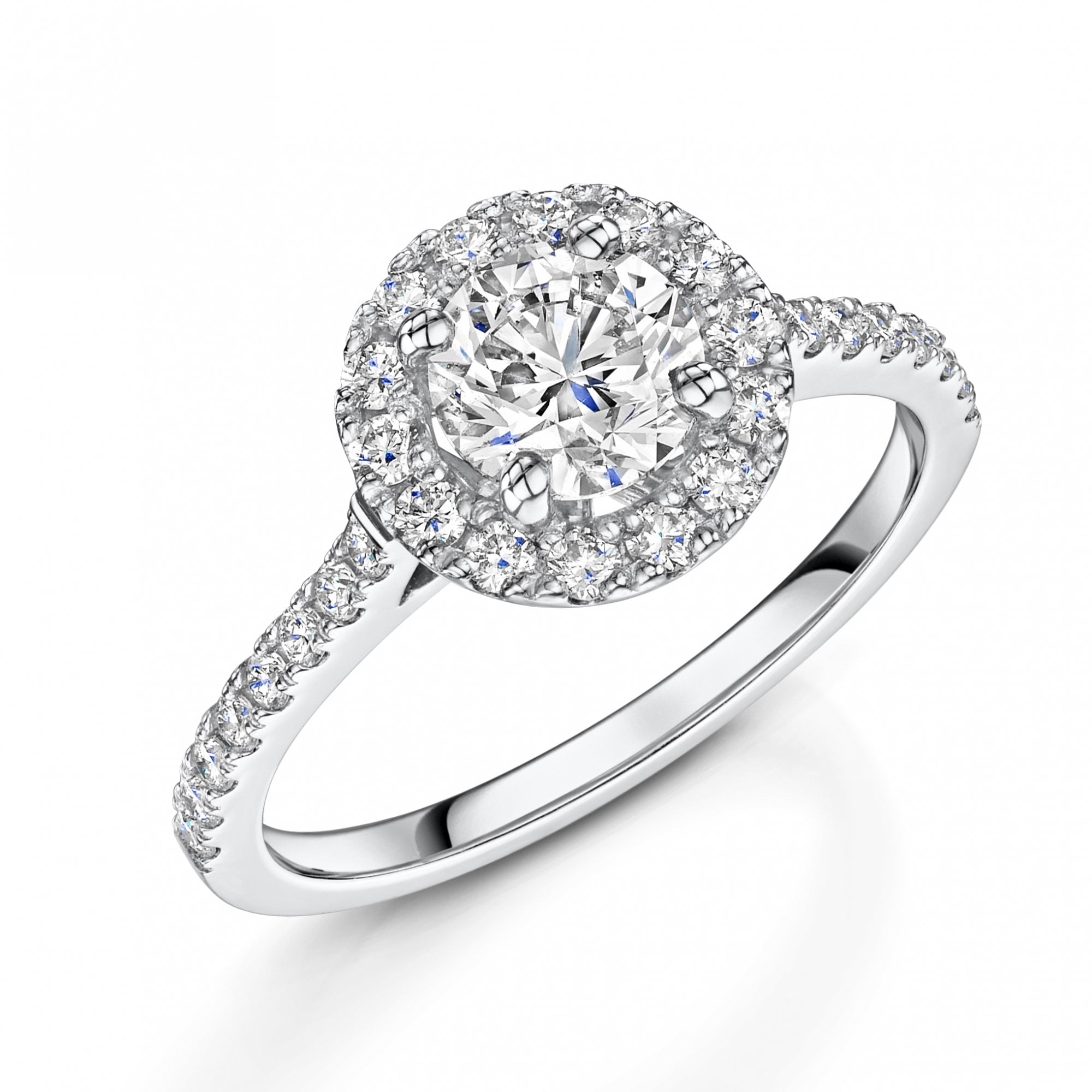 Platinum Diamond Halo Engagement Ring 1.33ct Total