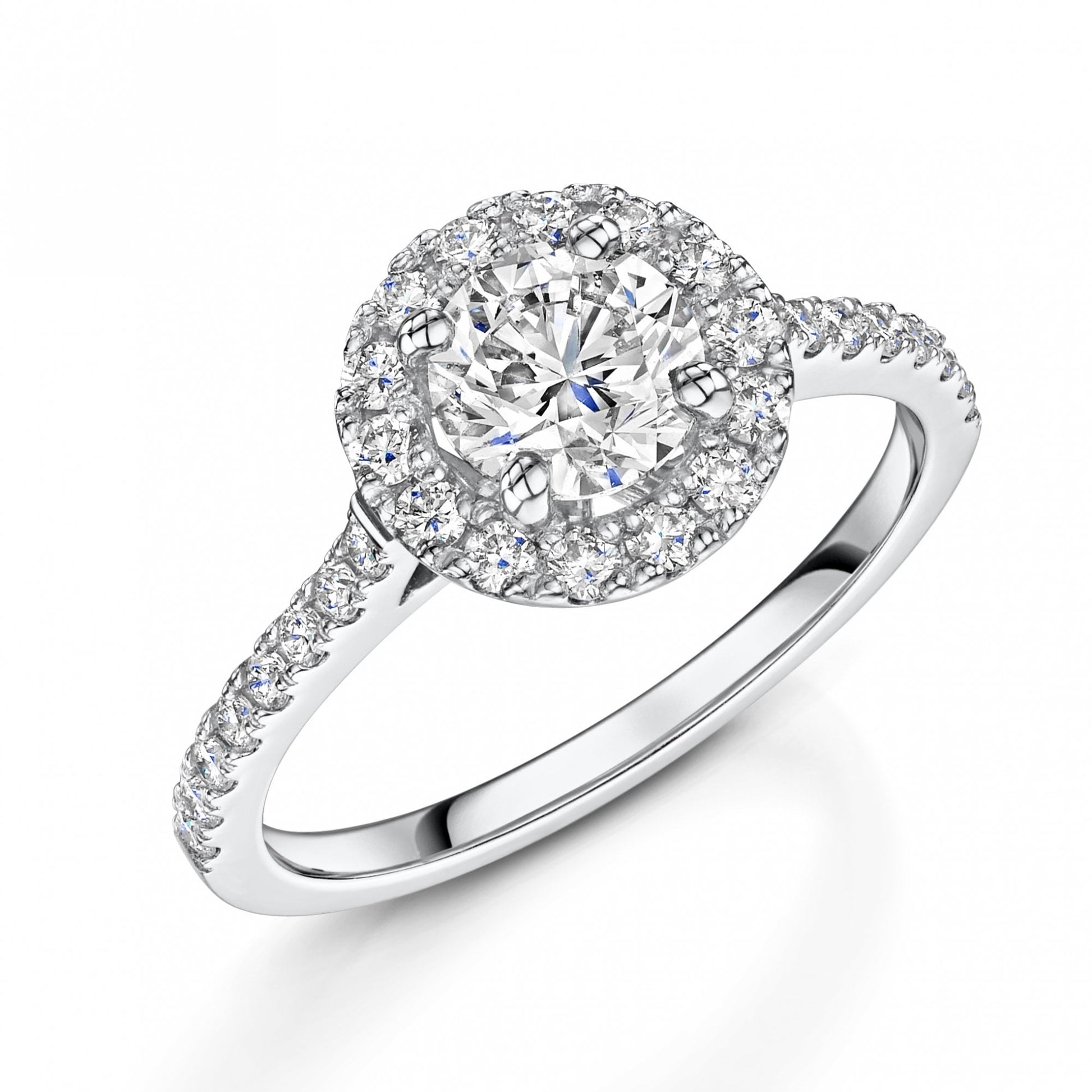 Platinum Diamond Halo Engagement Ring 1.33ct Total