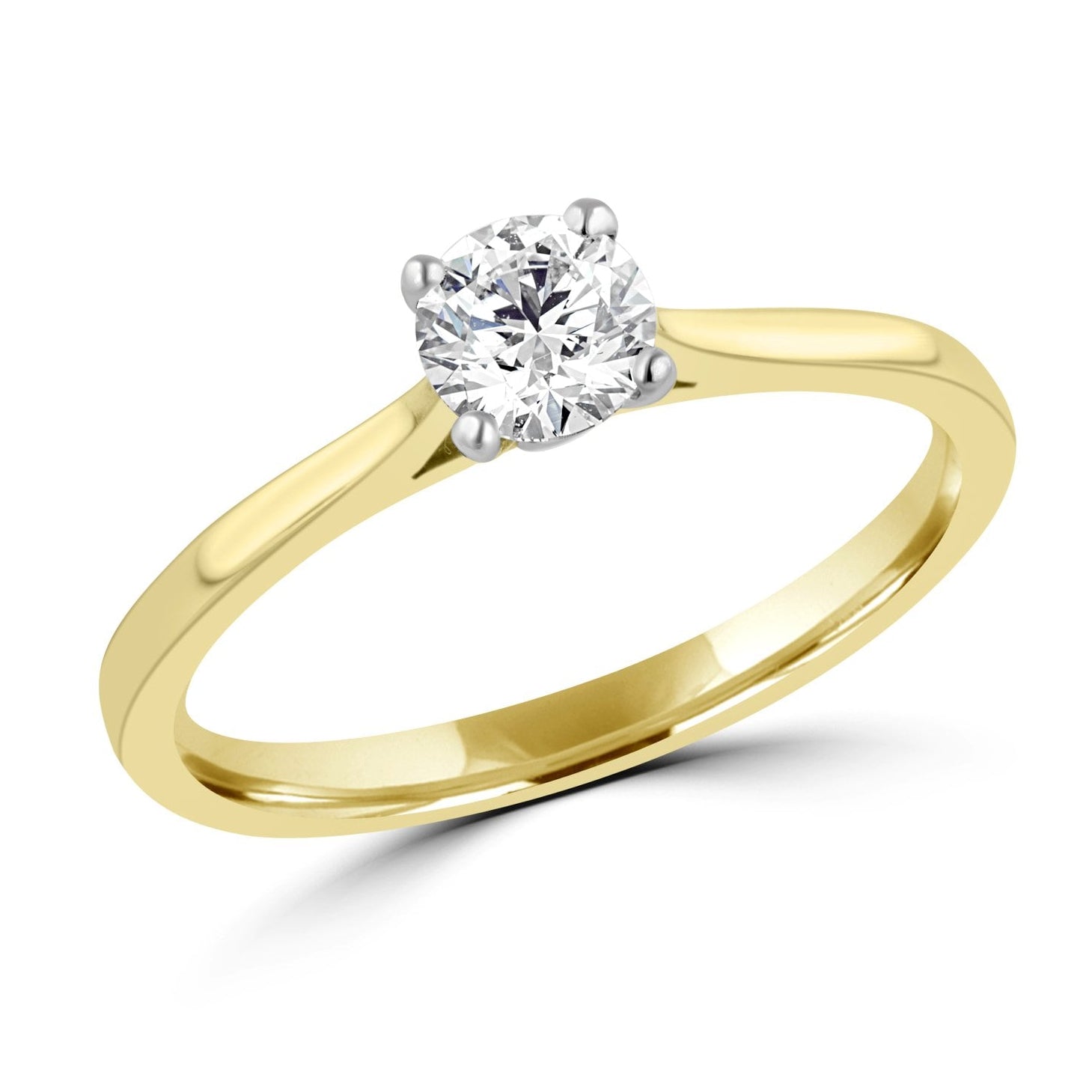 18ct Yellow Gold and Platinum Diamond Solitaire Engagement Ring 0.46ct