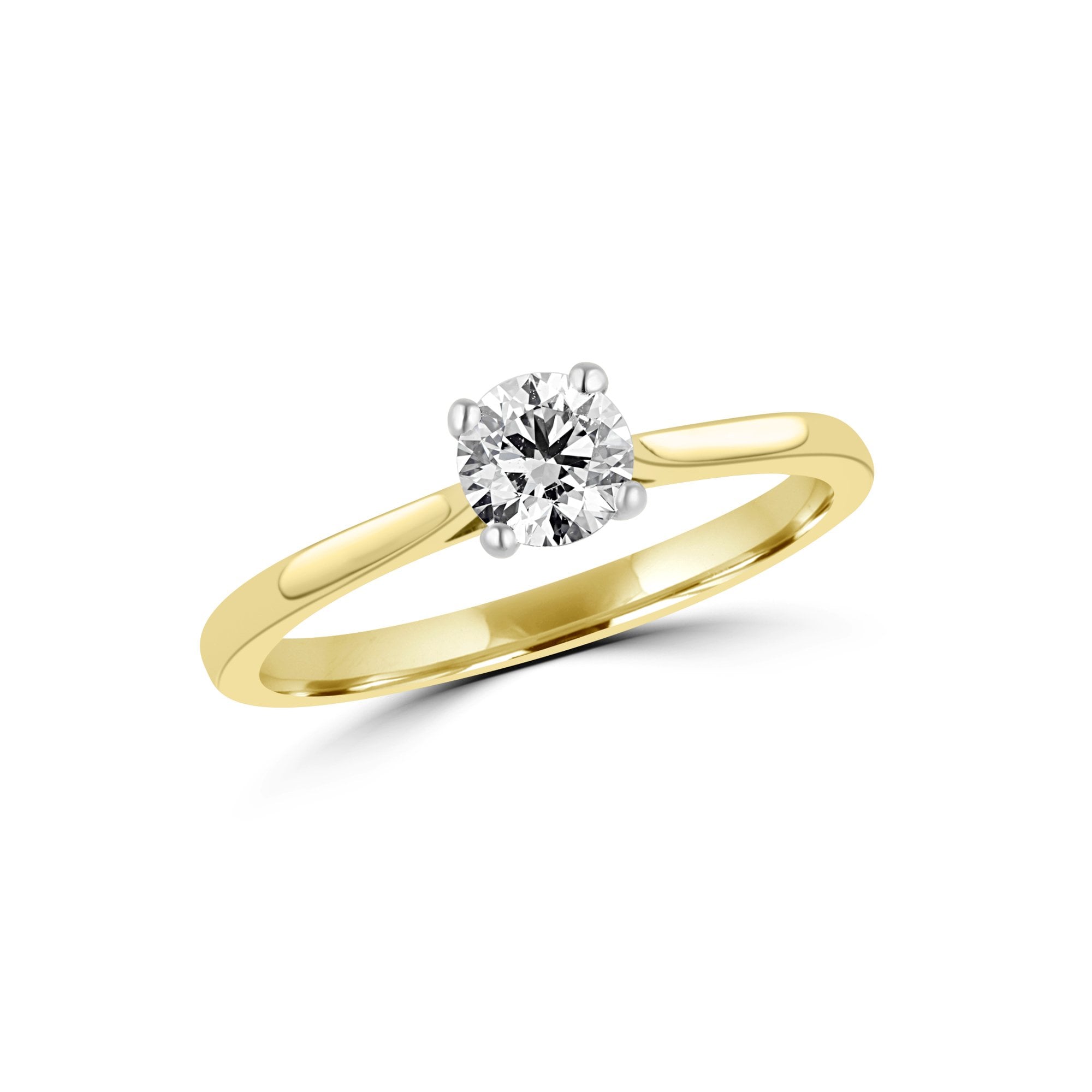 18ct Yellow Gold and Platinum Diamond Solitaire Engagement Ring 0.46ct