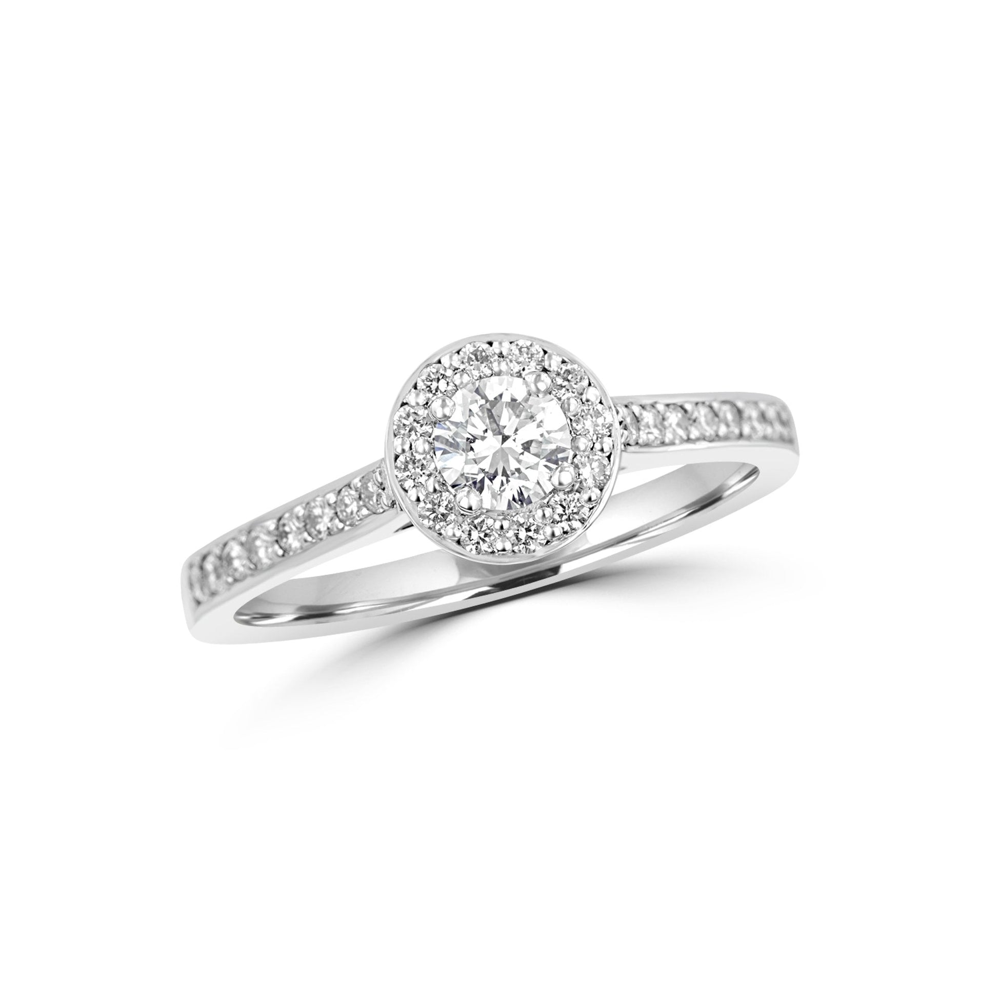 Platinum GIA Diamond Engagement Halo Cluster Ring With Set Diamond Band